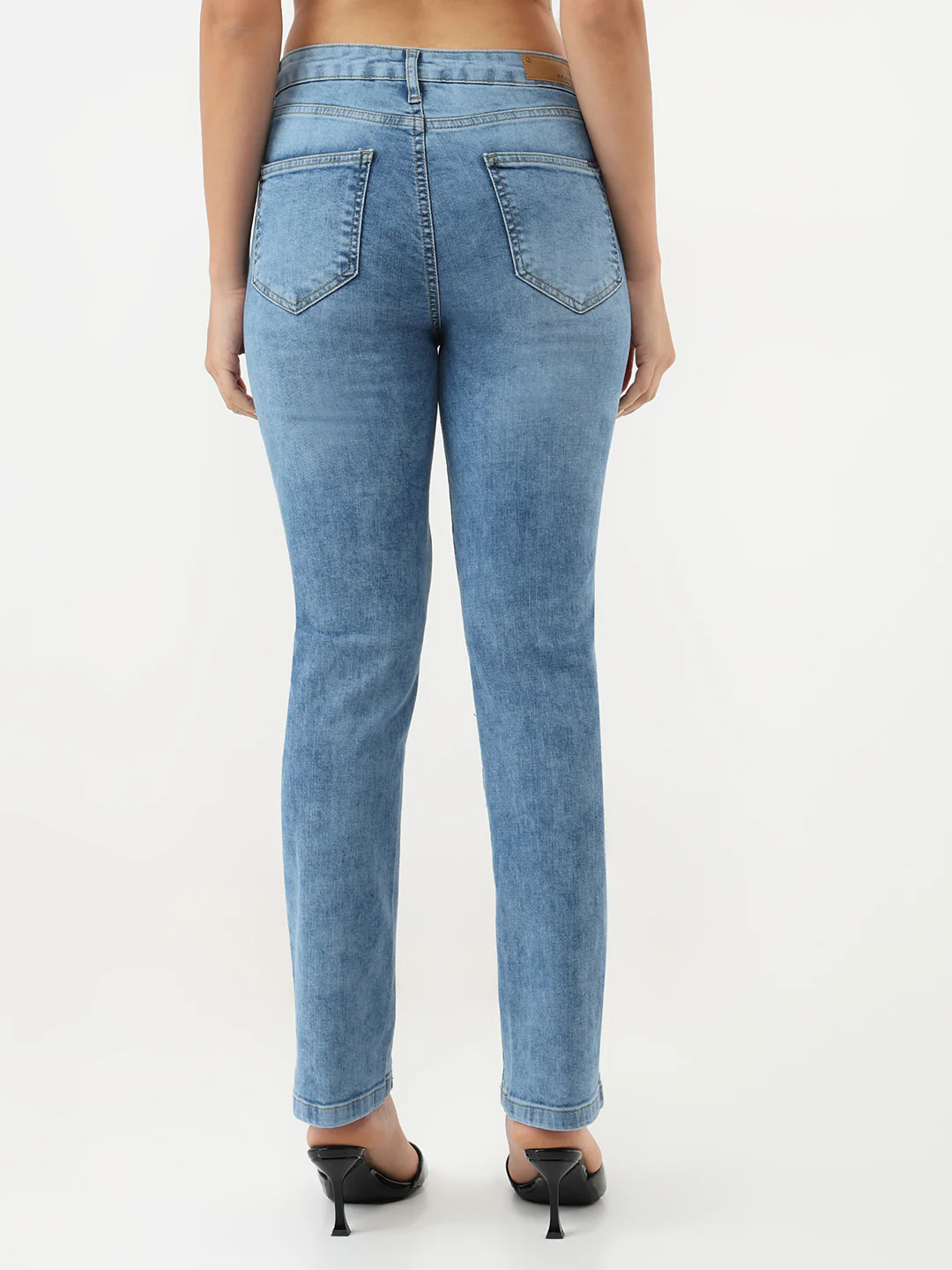 Women Medium Blue Slim Straight Fit Jeans - Image 3