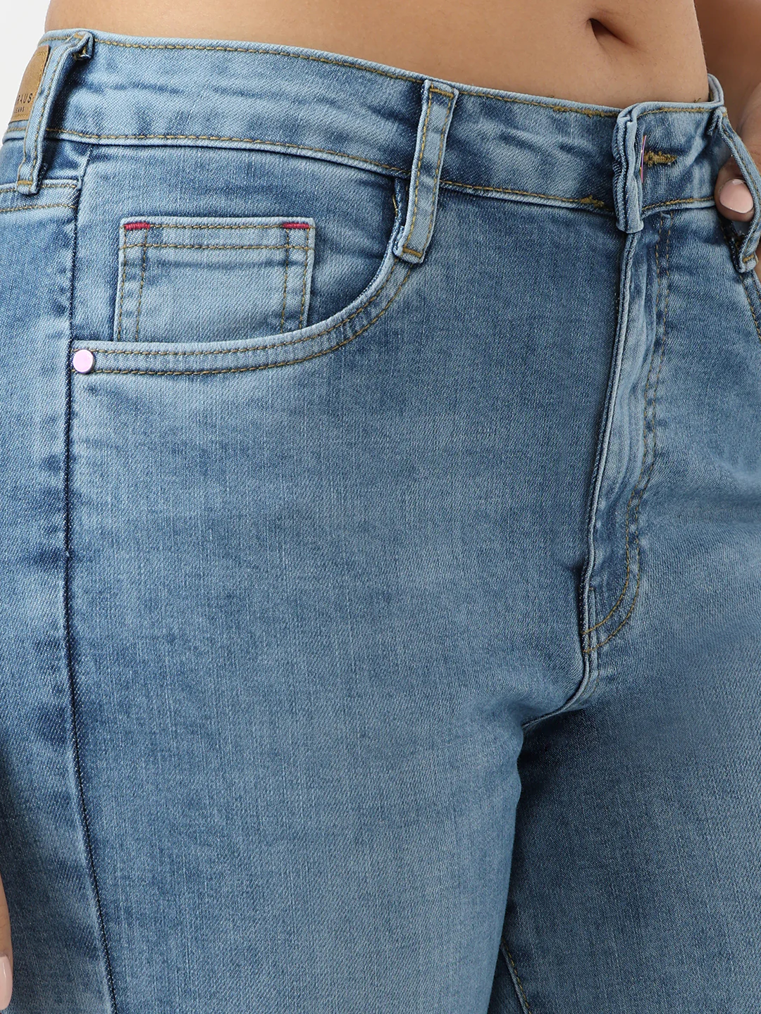 Women Medium Blue Slim Straight Fit Jeans - Image 4