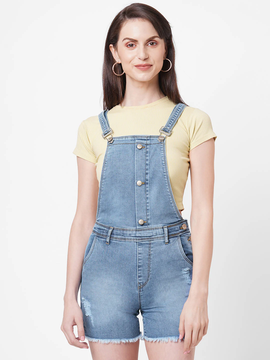 Women Medium Blue Solid Dungaree - Image 2