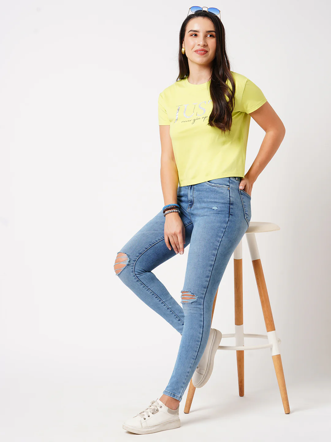 Women Medium Blue Super High-Rise Super Skinny Jeans - Image 2