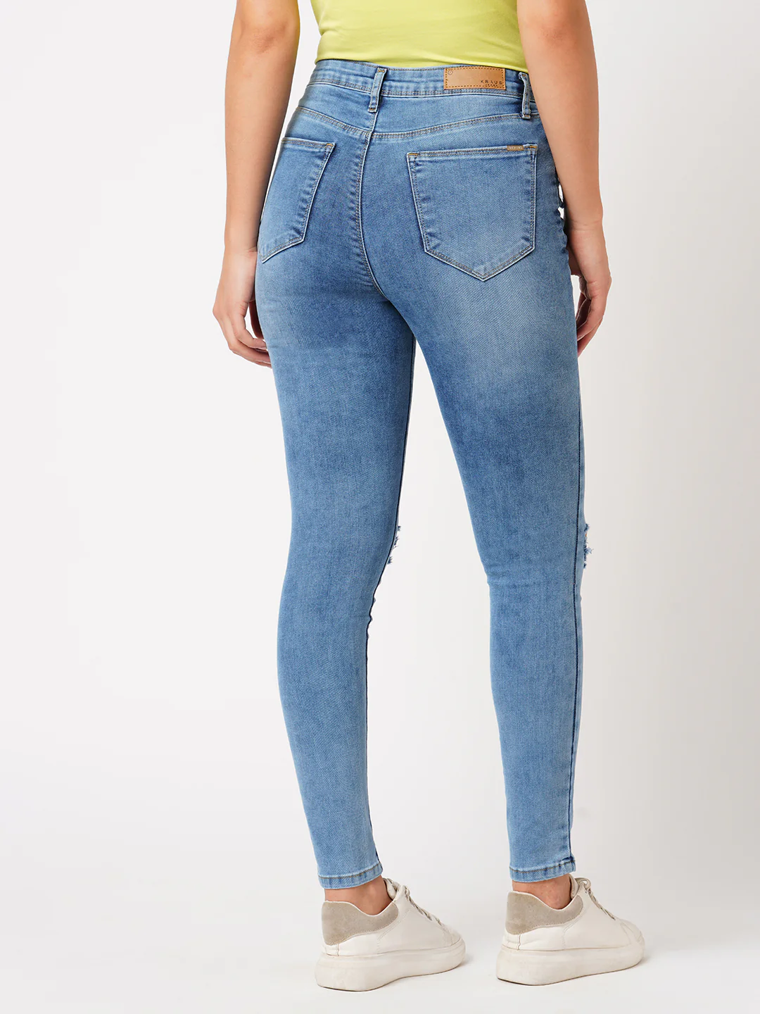 Women Medium Blue Super High-Rise Super Skinny Jeans - Image 4