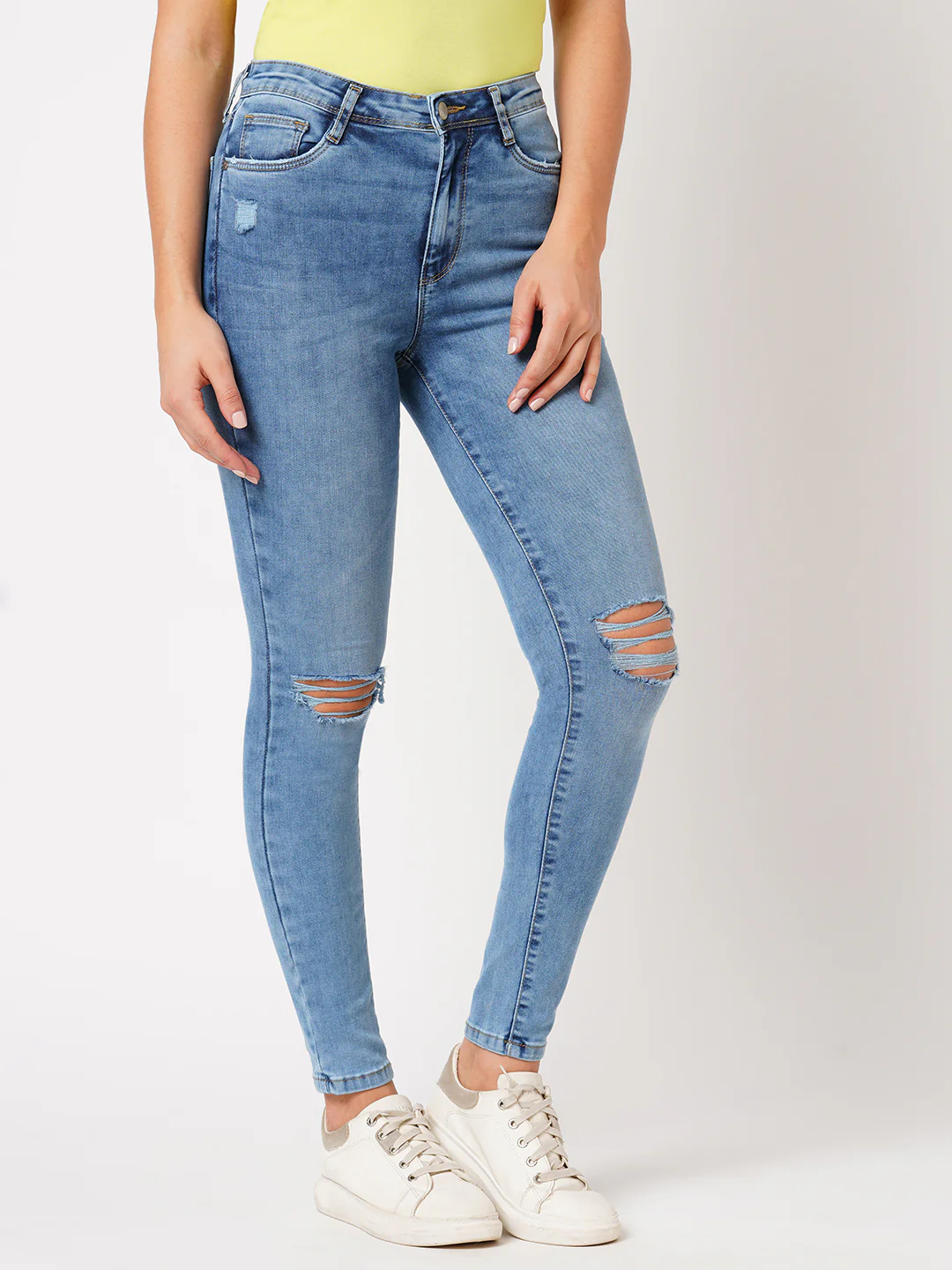 Women Medium Blue Super High-Rise Super Skinny Jeans - Image 5