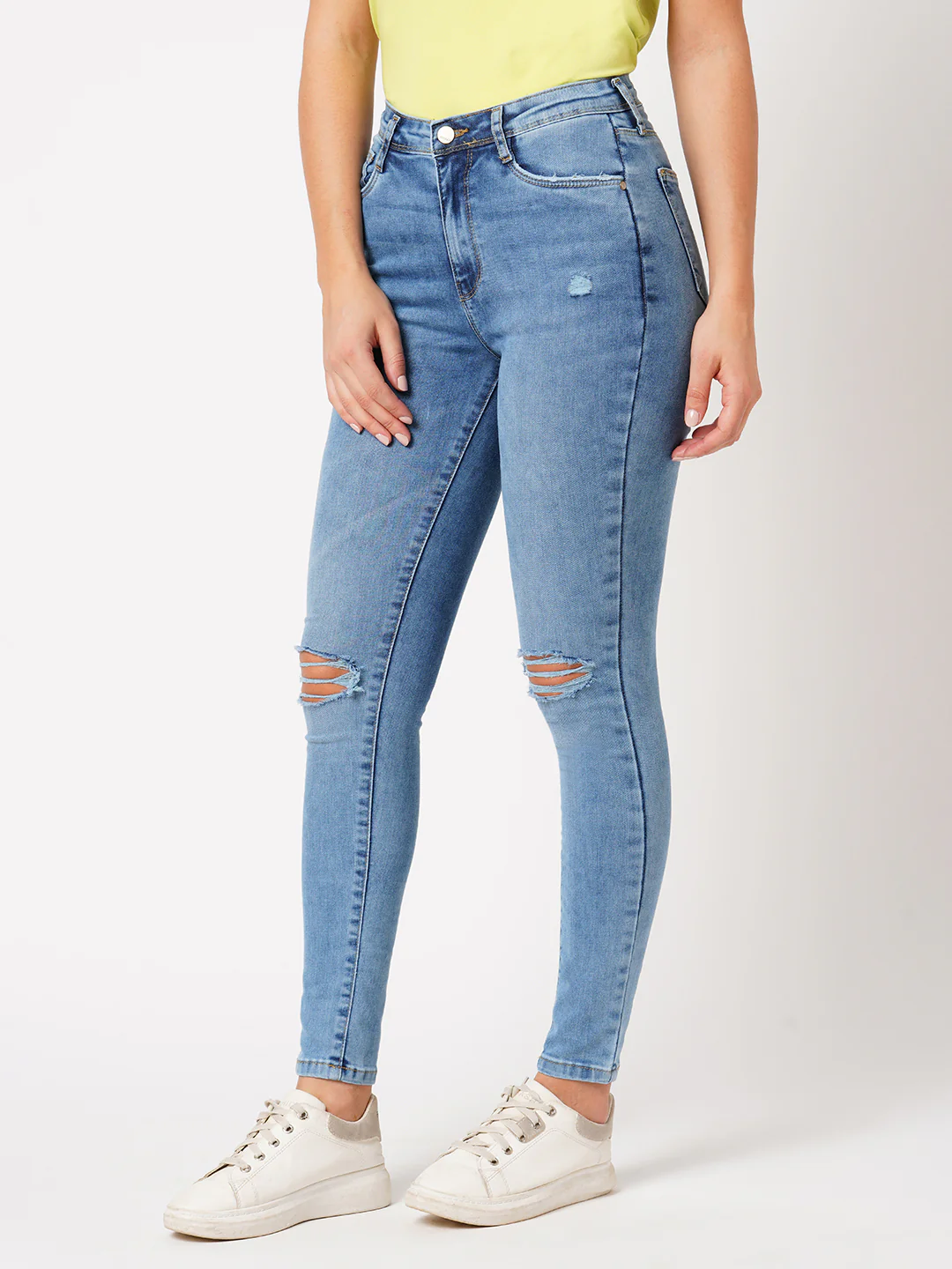 Women Medium Blue Super High-Rise Super Skinny Jeans - Image 6