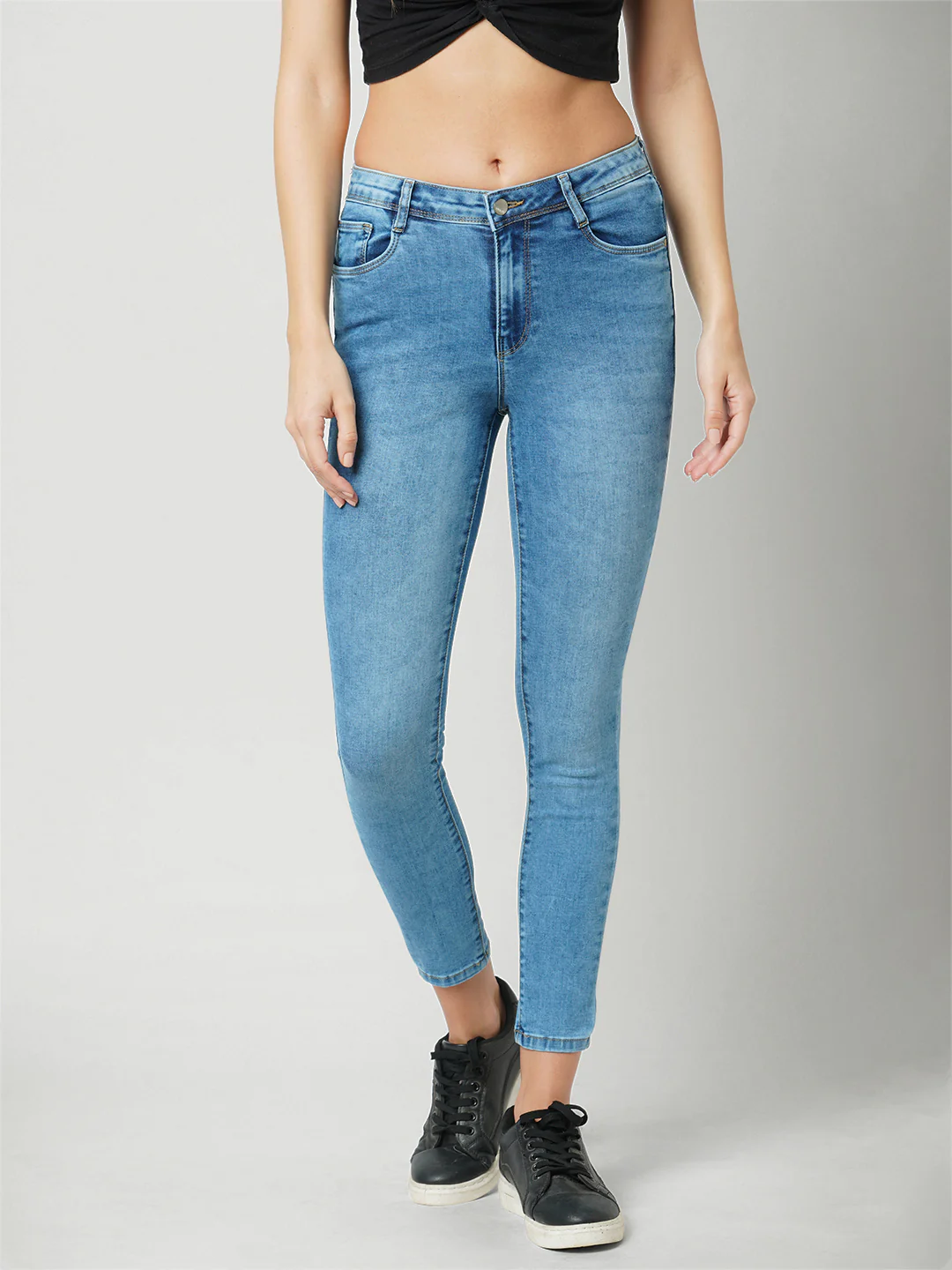 Women Mid Blue High-Rise Skinny Fit Jeans - Image 2