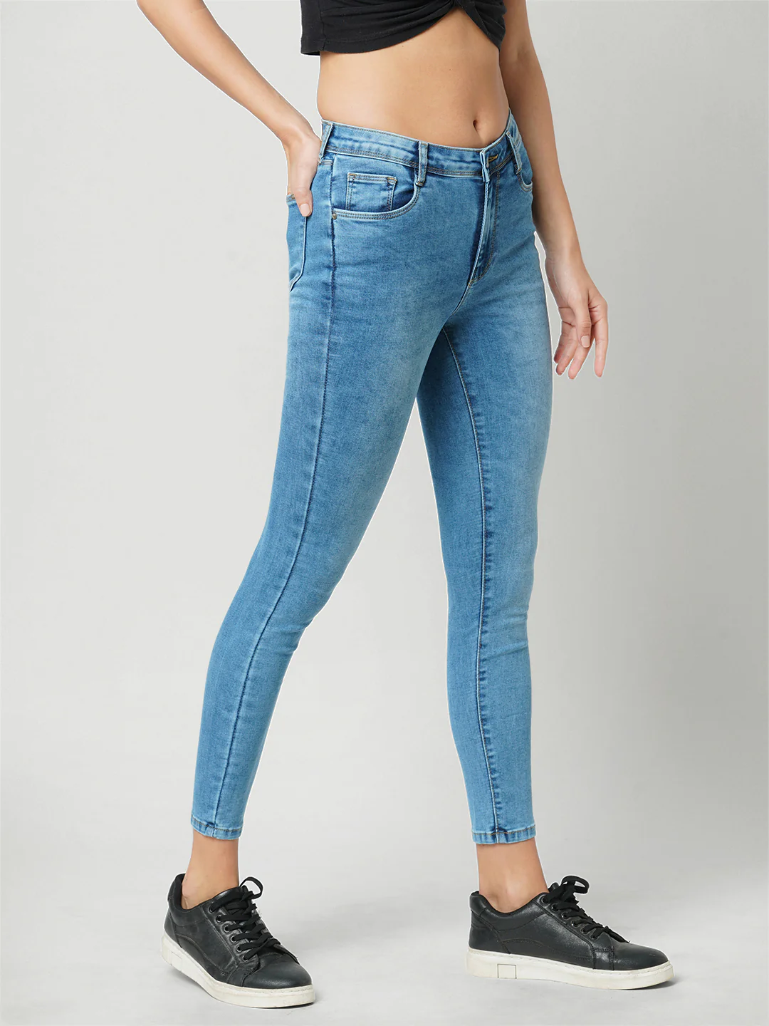 Women Mid Blue High-Rise Skinny Fit Jeans - Image 6