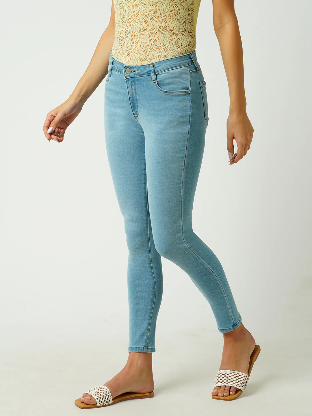 Women Mid Blue High-Rise Skinny Jeans - Image 6
