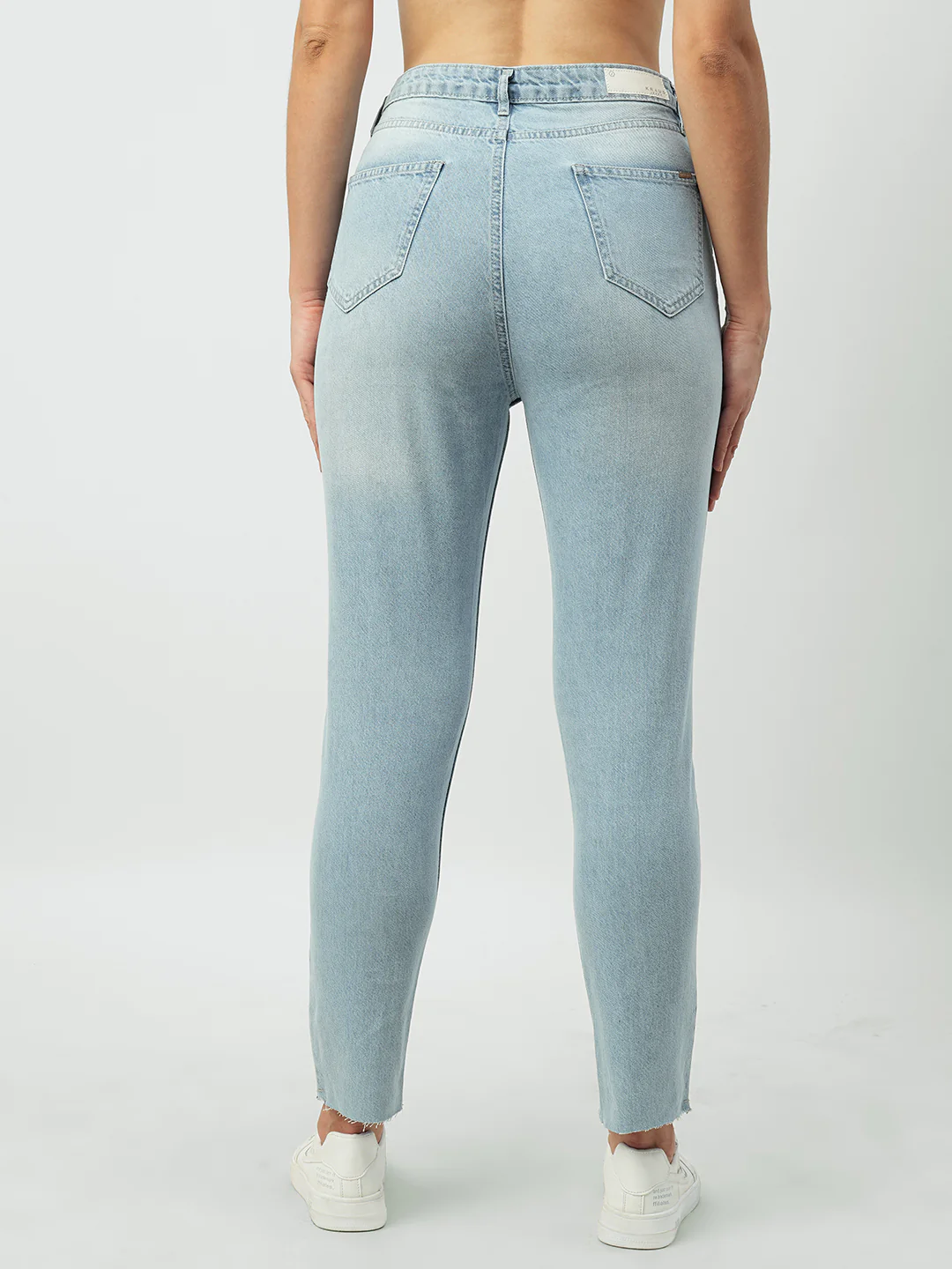 Women Mid Blue High-Rise Slim Straight Fit Jeans - Image 3