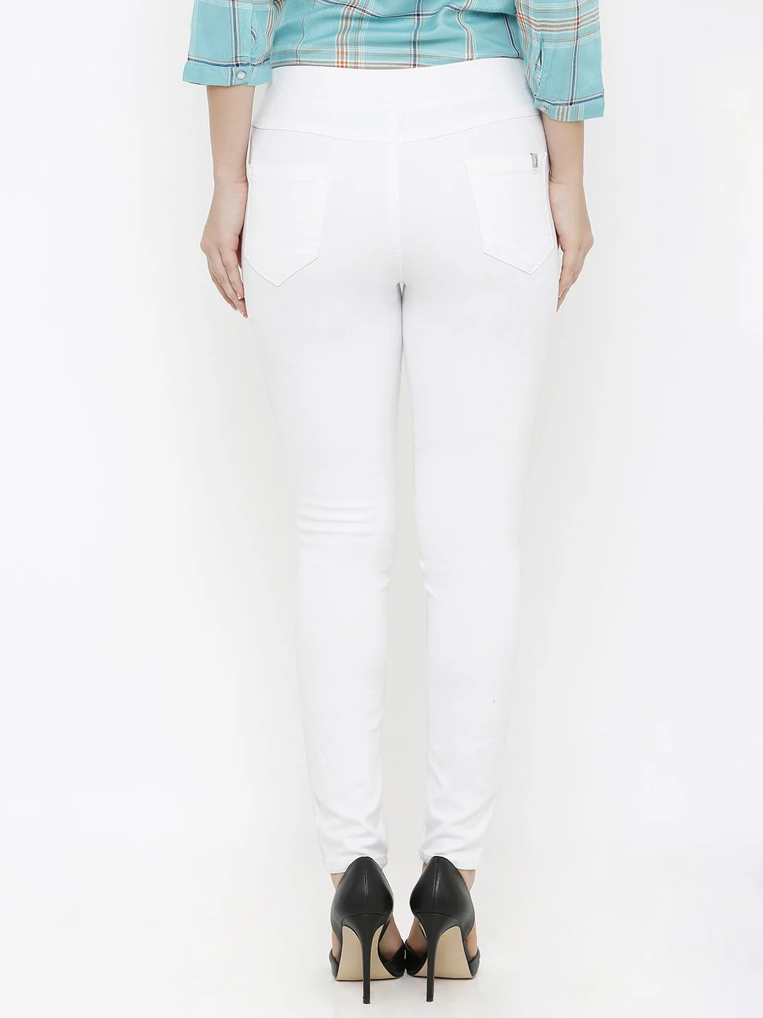 Women Mid-Rise Denim Leggings - Image 3