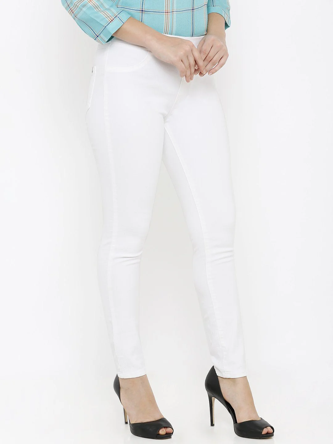 Women Mid-Rise Denim Leggings - Image 4