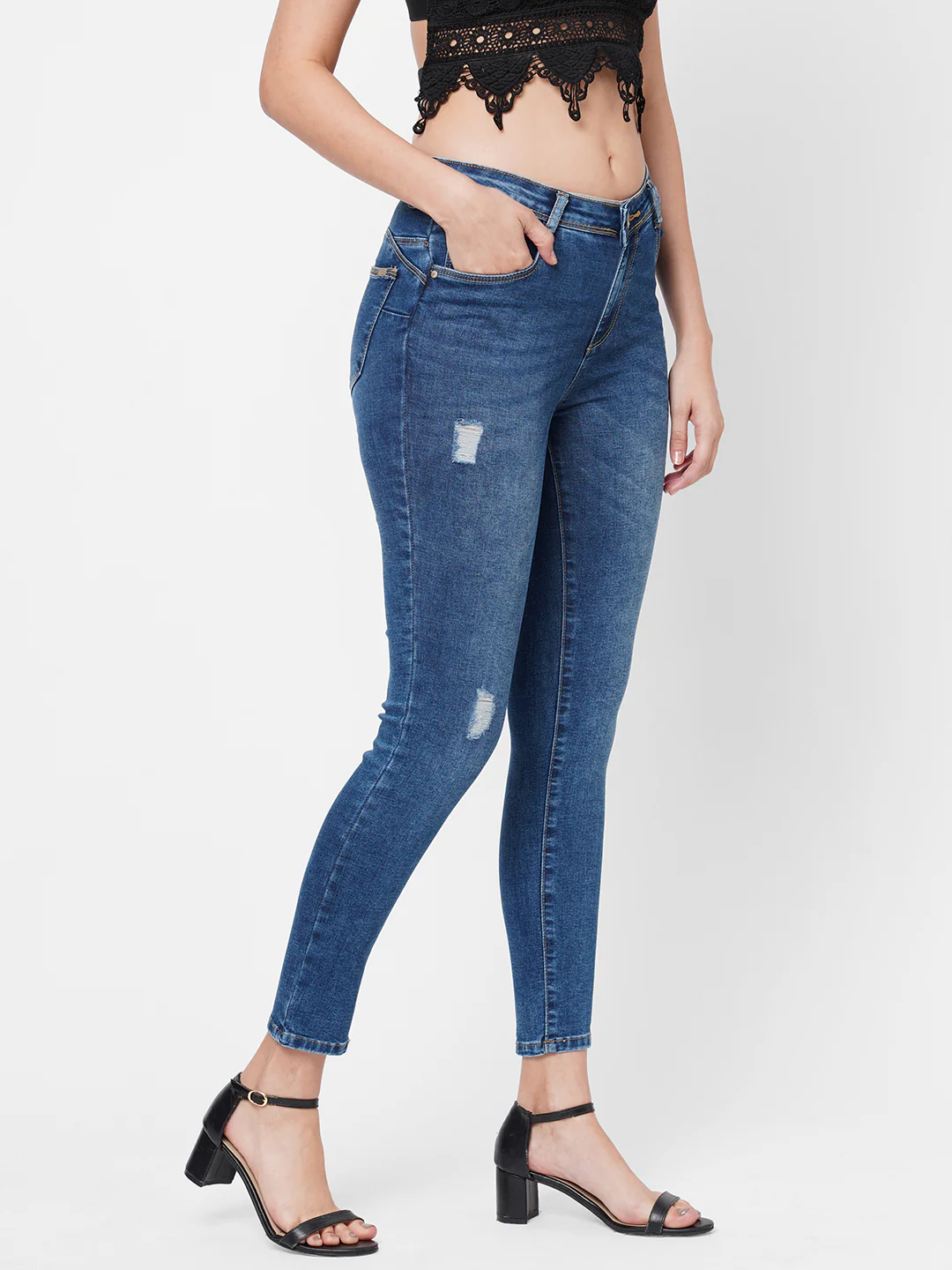 Women Mid-Rise Push Up Super Skinny Jeans - Image 5