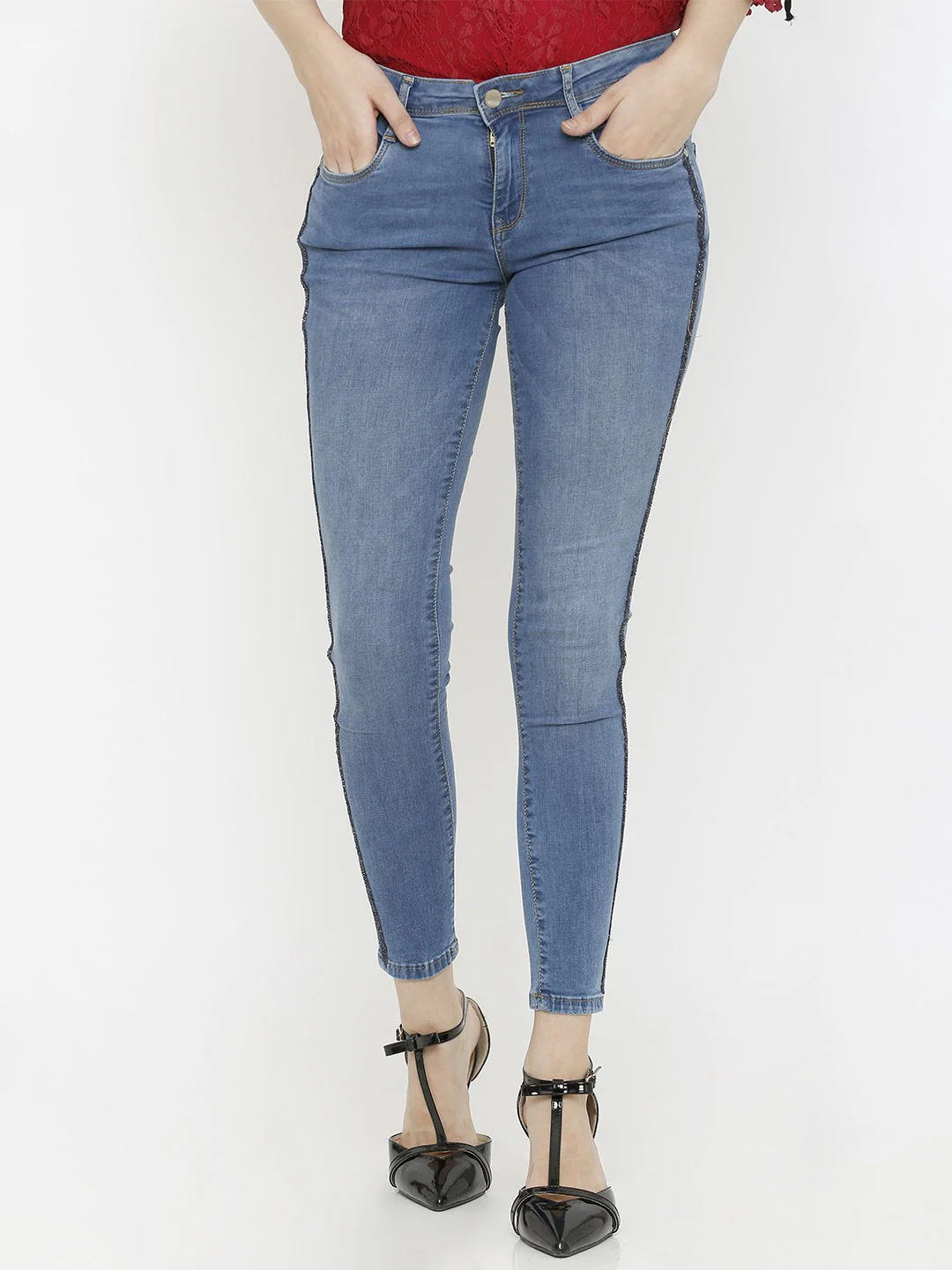 Women Mid-Rise Push Up Super Skinny Jeans