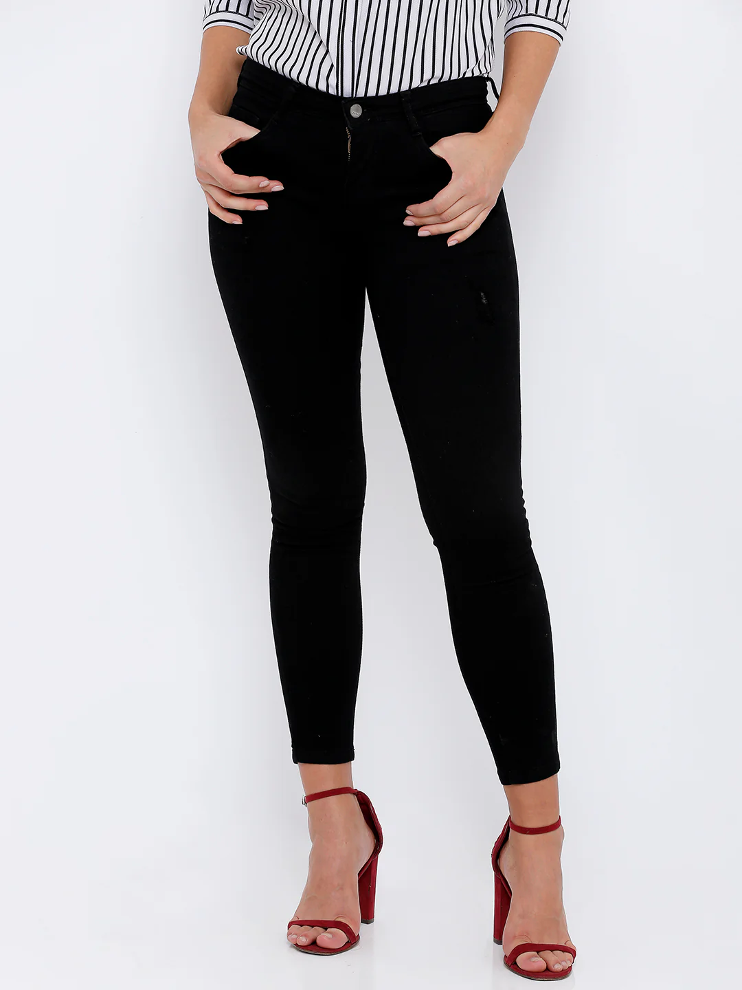 Women Mid-Rise Skinny Crop Jeans - Image 2