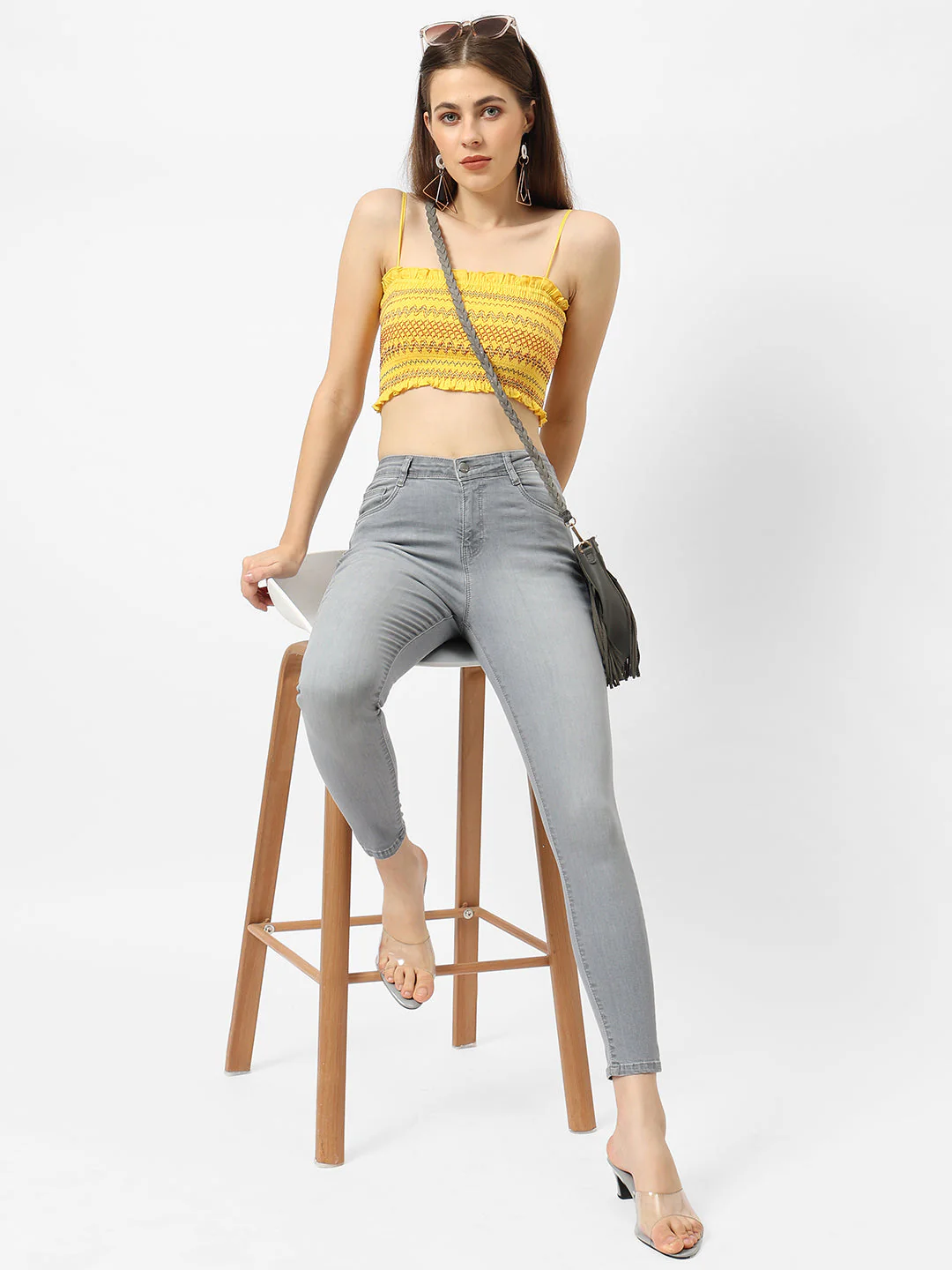 Women Grey Mid-Rise Skinny Jeans