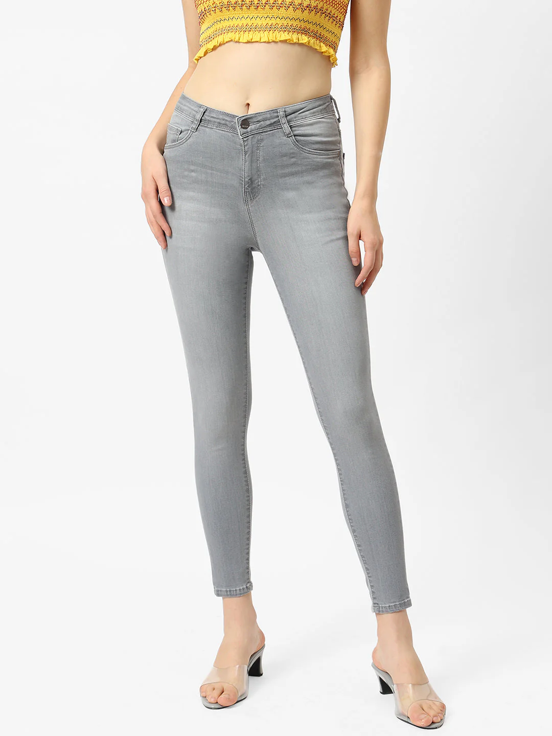 Women Grey Mid-Rise Skinny Jeans - Image 2