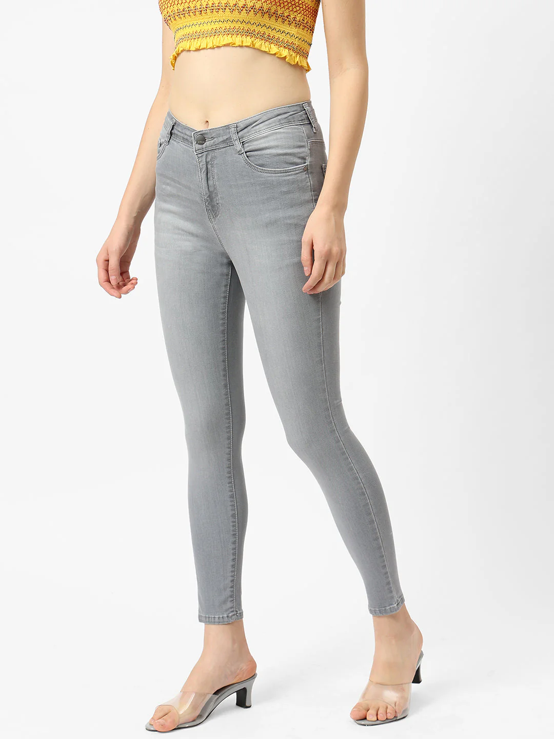 Women Grey Mid-Rise Skinny Jeans - Image 5