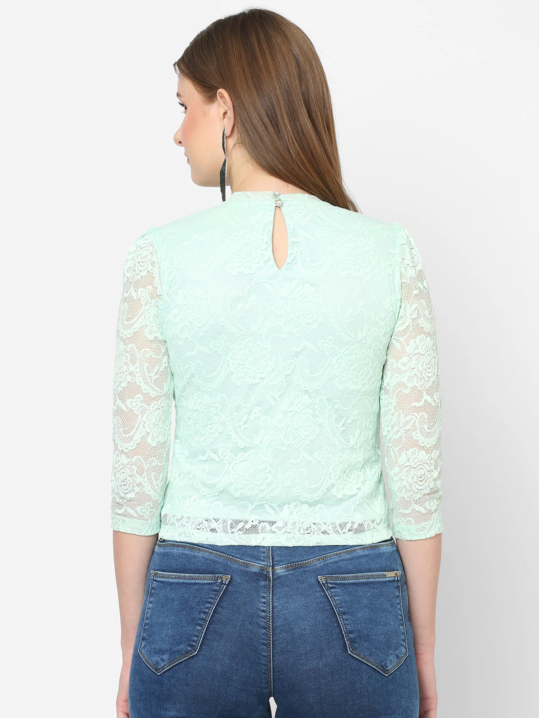 Women Mint Green Crop Top - Image 3