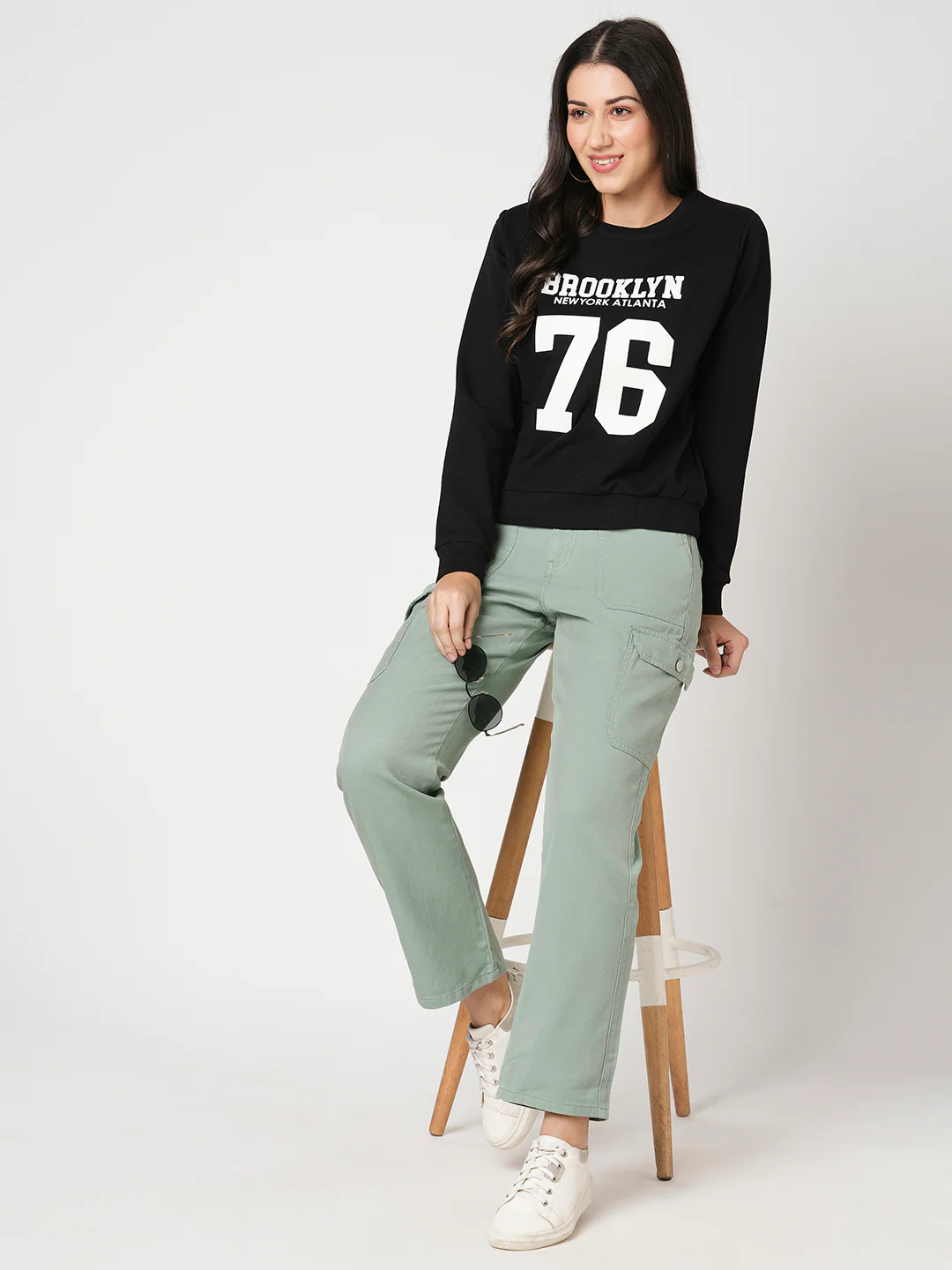 Women Mint Green Mid-Rise Cargo - Image 4