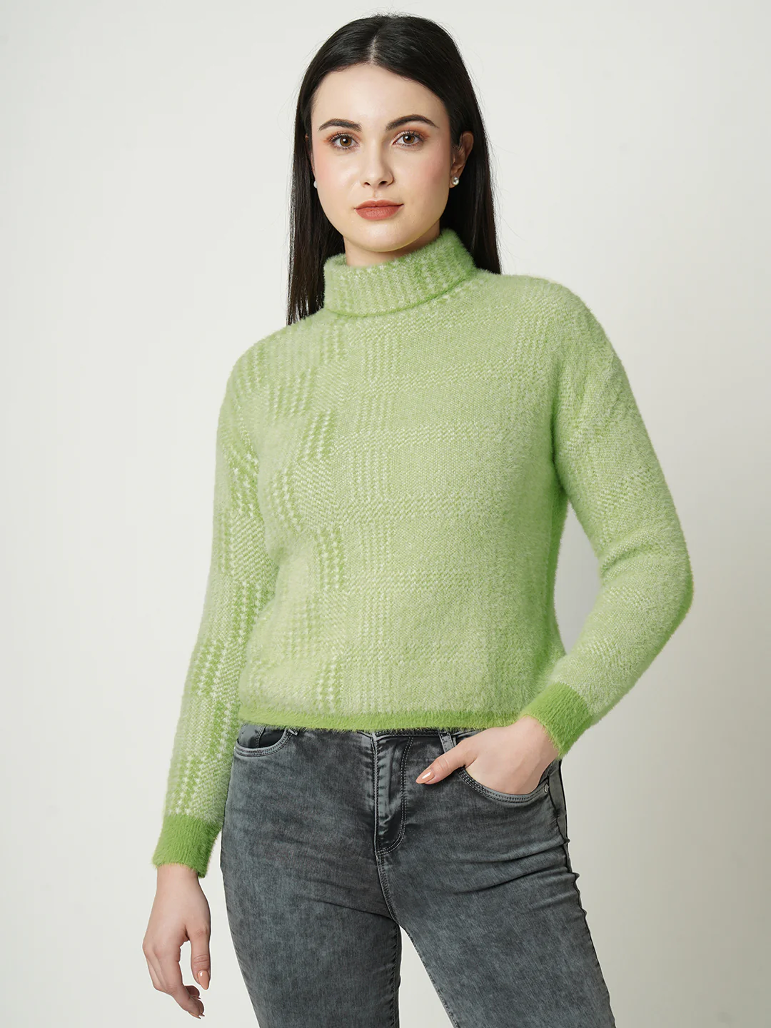 Women Mint Green Sweater - Image 2