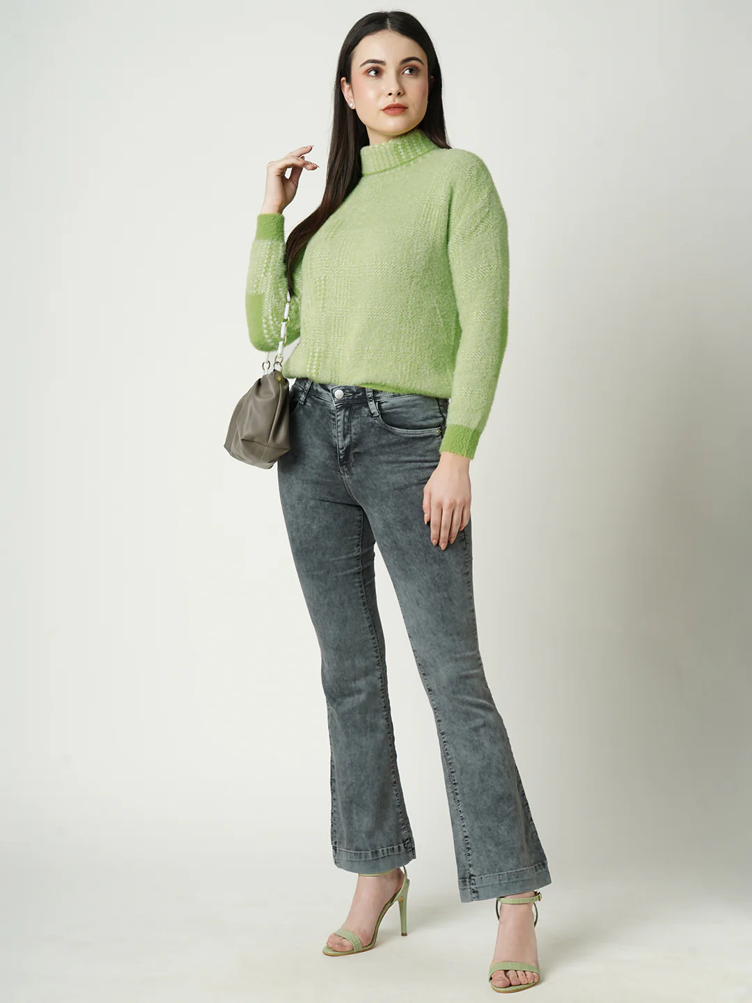 Women Mint Green Sweater - Image 4