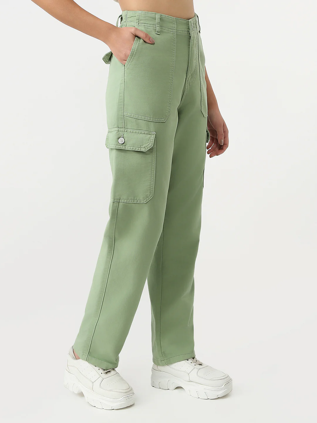 Women Mint Mid-Rise Cargo - Image 6