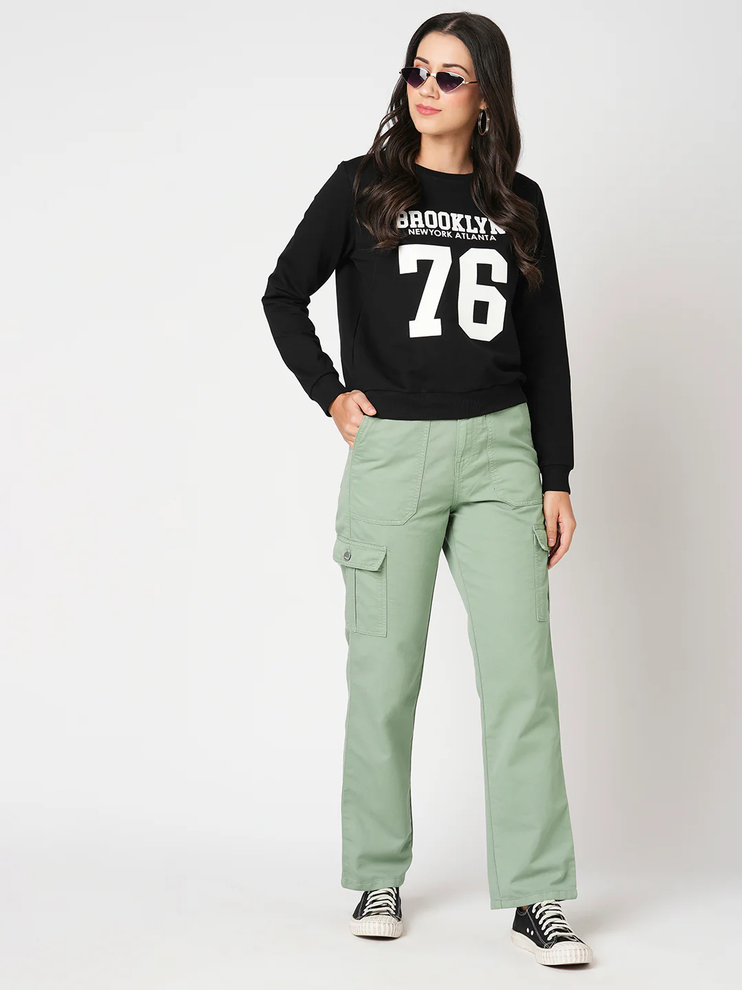 Women Mint Mid-Rise Cargo - Image 4