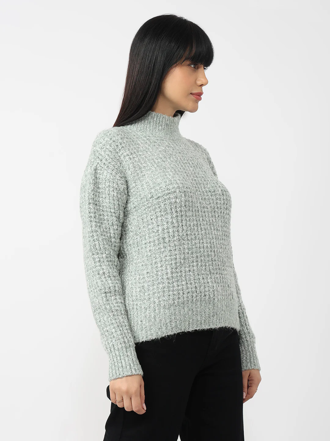 Women Mint Slim Fit Sweater - Image 4