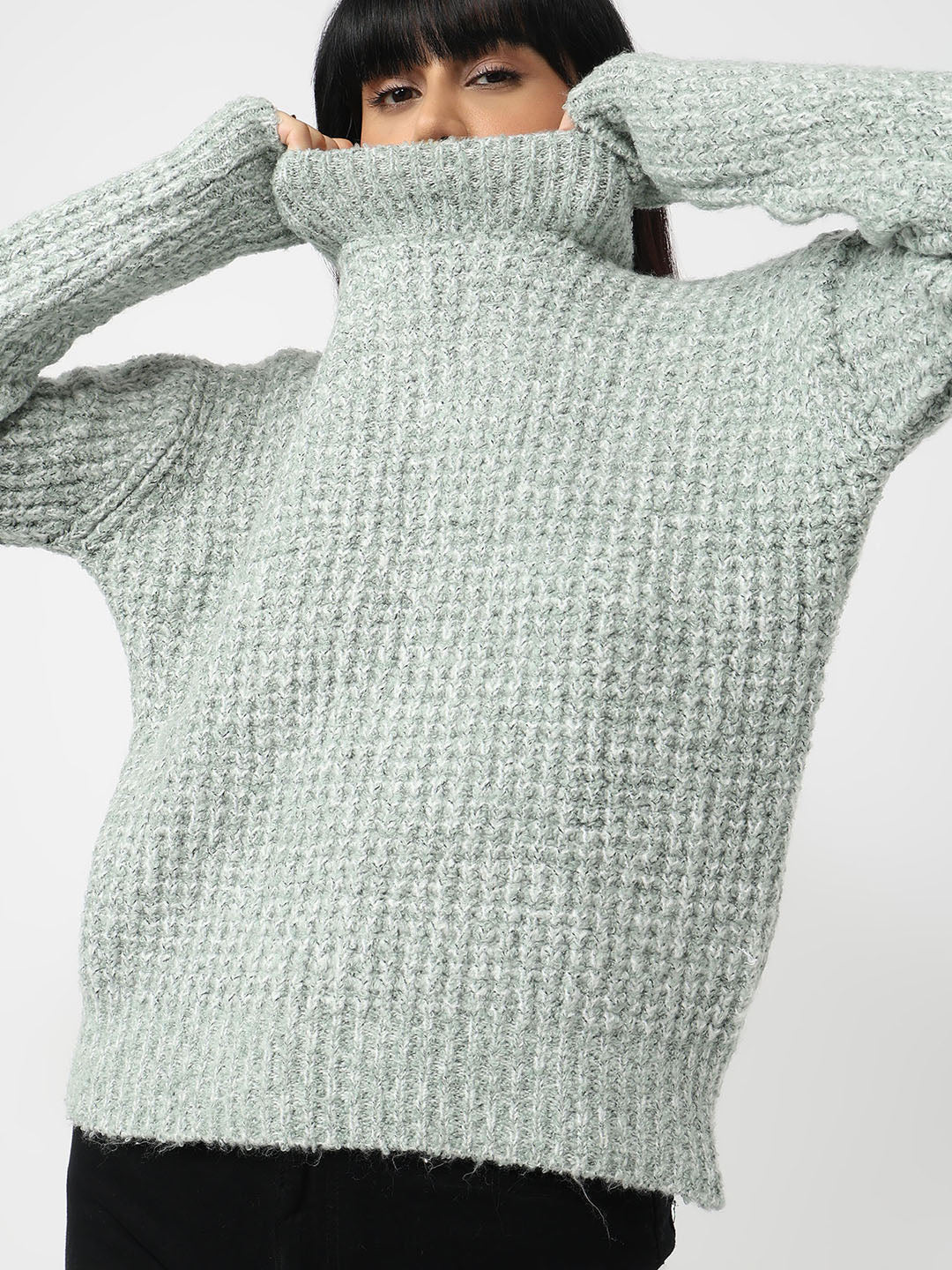 Women Mint Slim Fit Sweater - Image 5