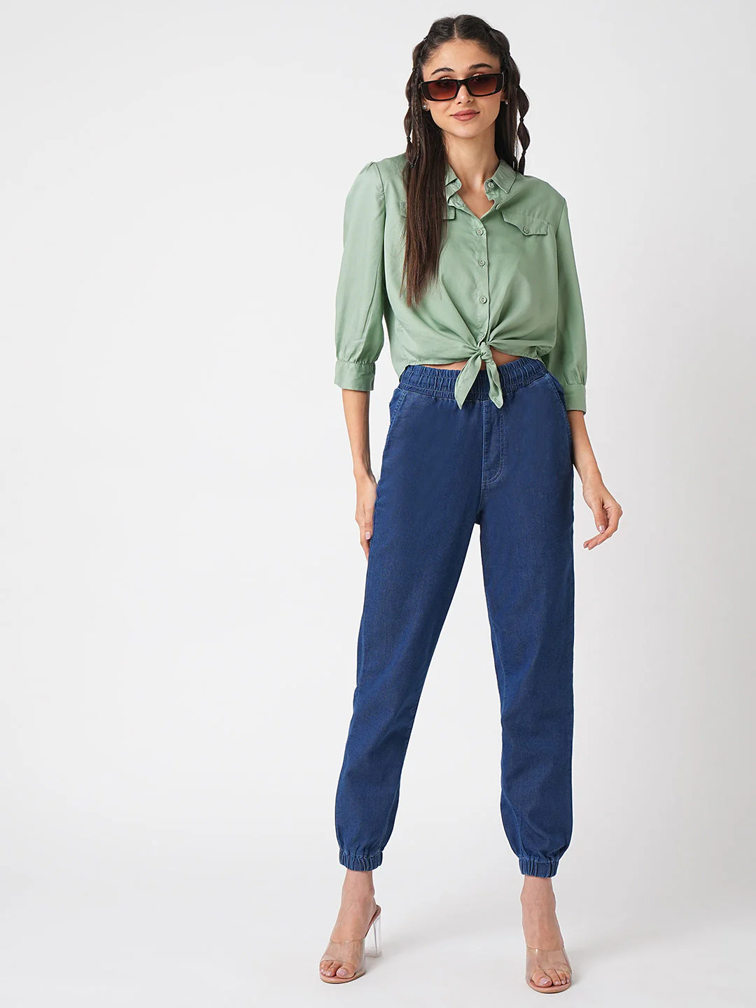Women Mint Solid Shirt - Image 2