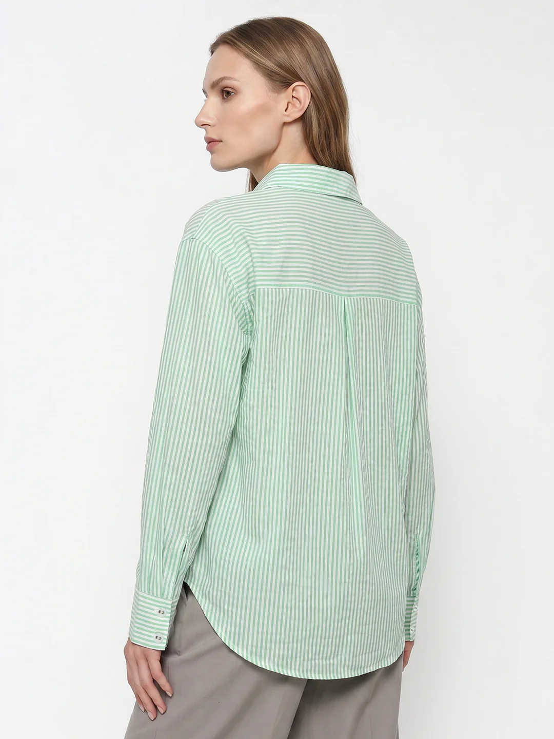 Women Mint/White Oversized Shirt - Image 3