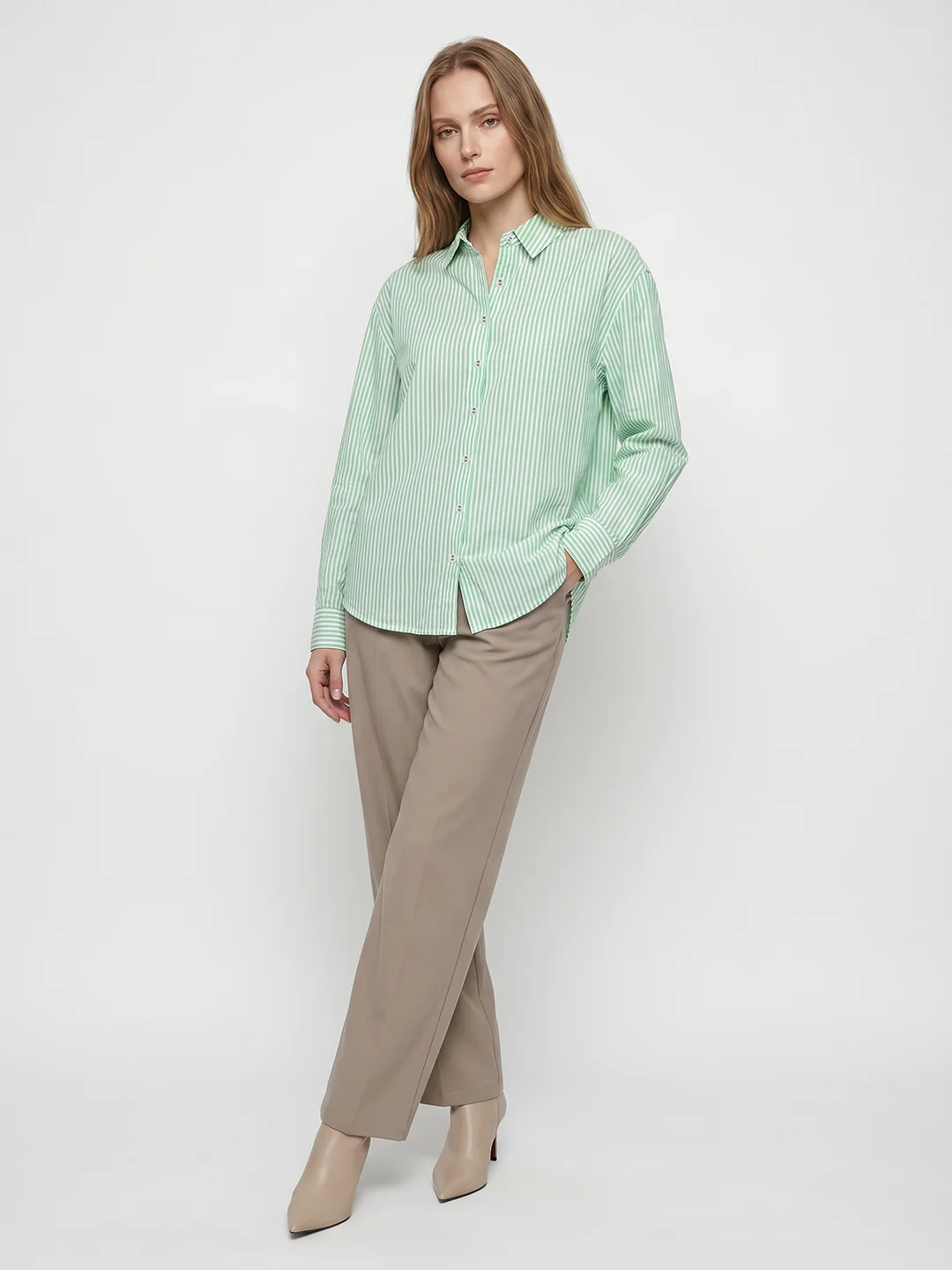 Women Mint/White Oversized Shirt - Image 4