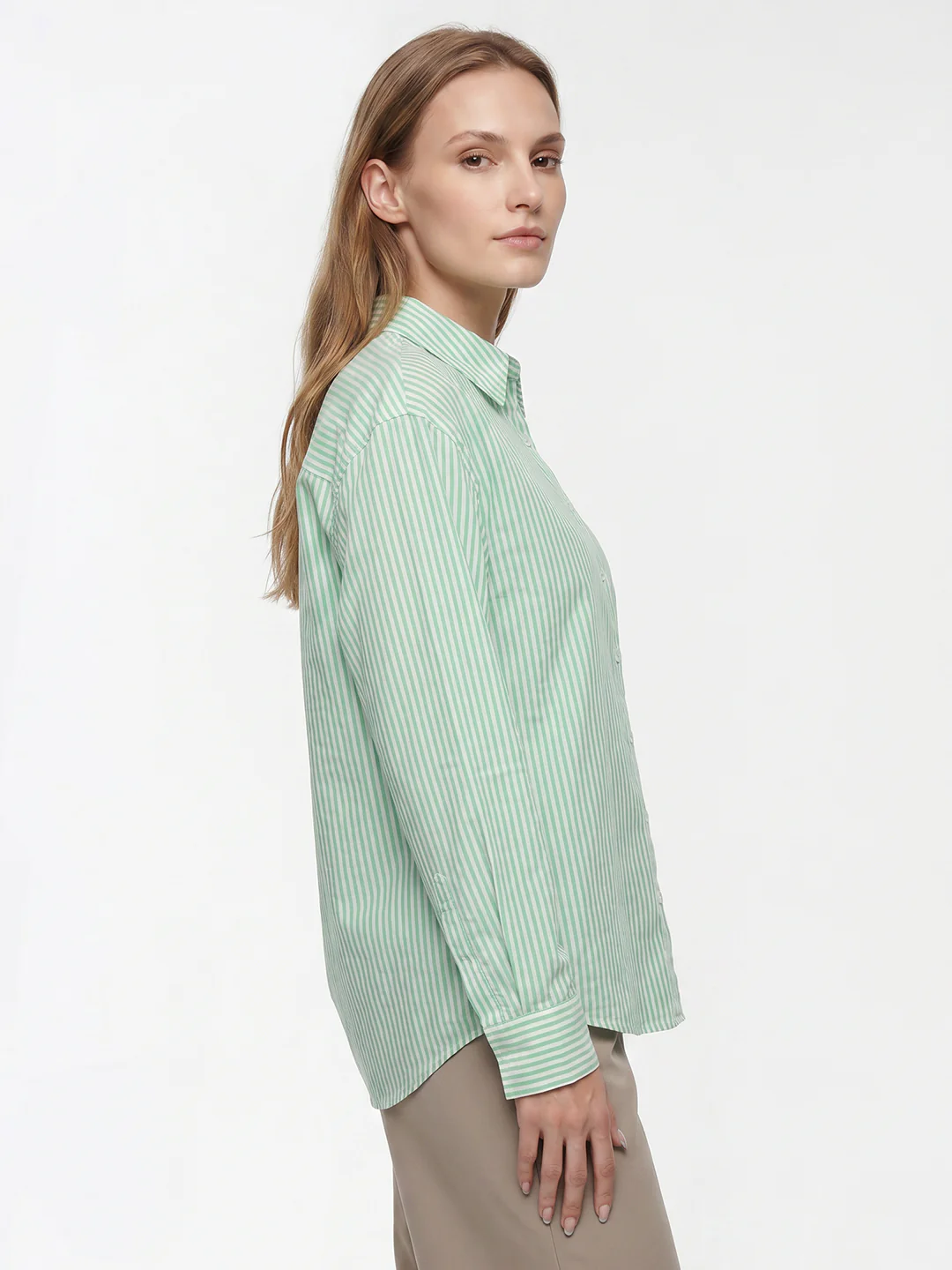 Women Mint/White Oversized Shirt - Image 5