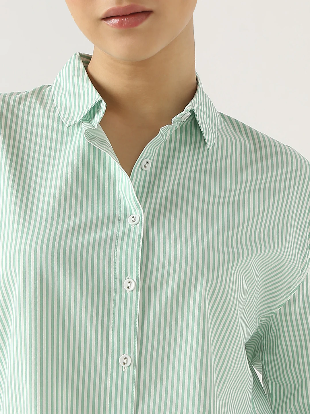 Women Mint/White Oversized Shirt - Image 5