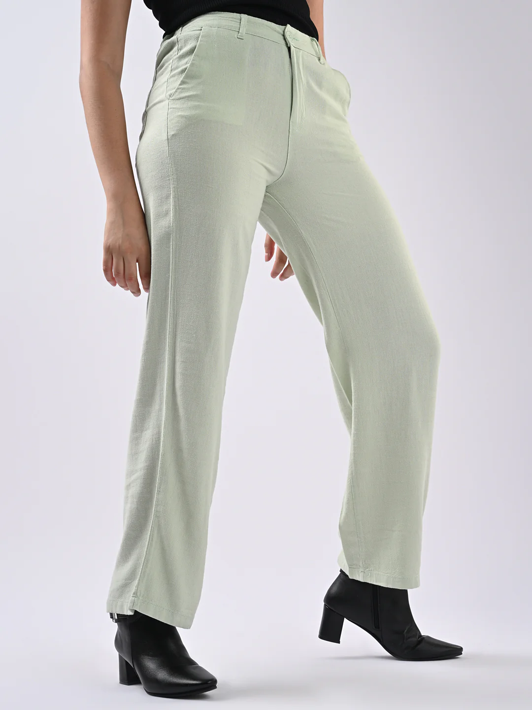 Women Mint Wide Leg Korean Pants - Image 4