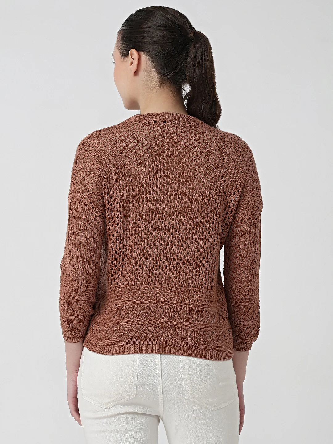 Women Mocha Mousse Slim Fit Flat Knit - Image 3