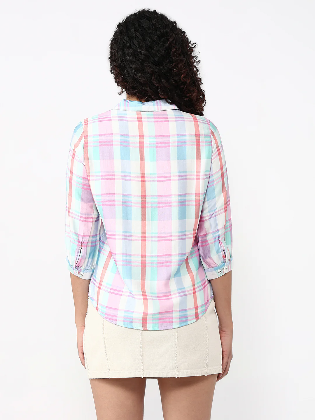 Women Multi Slim Checks Shirt - Image 3
