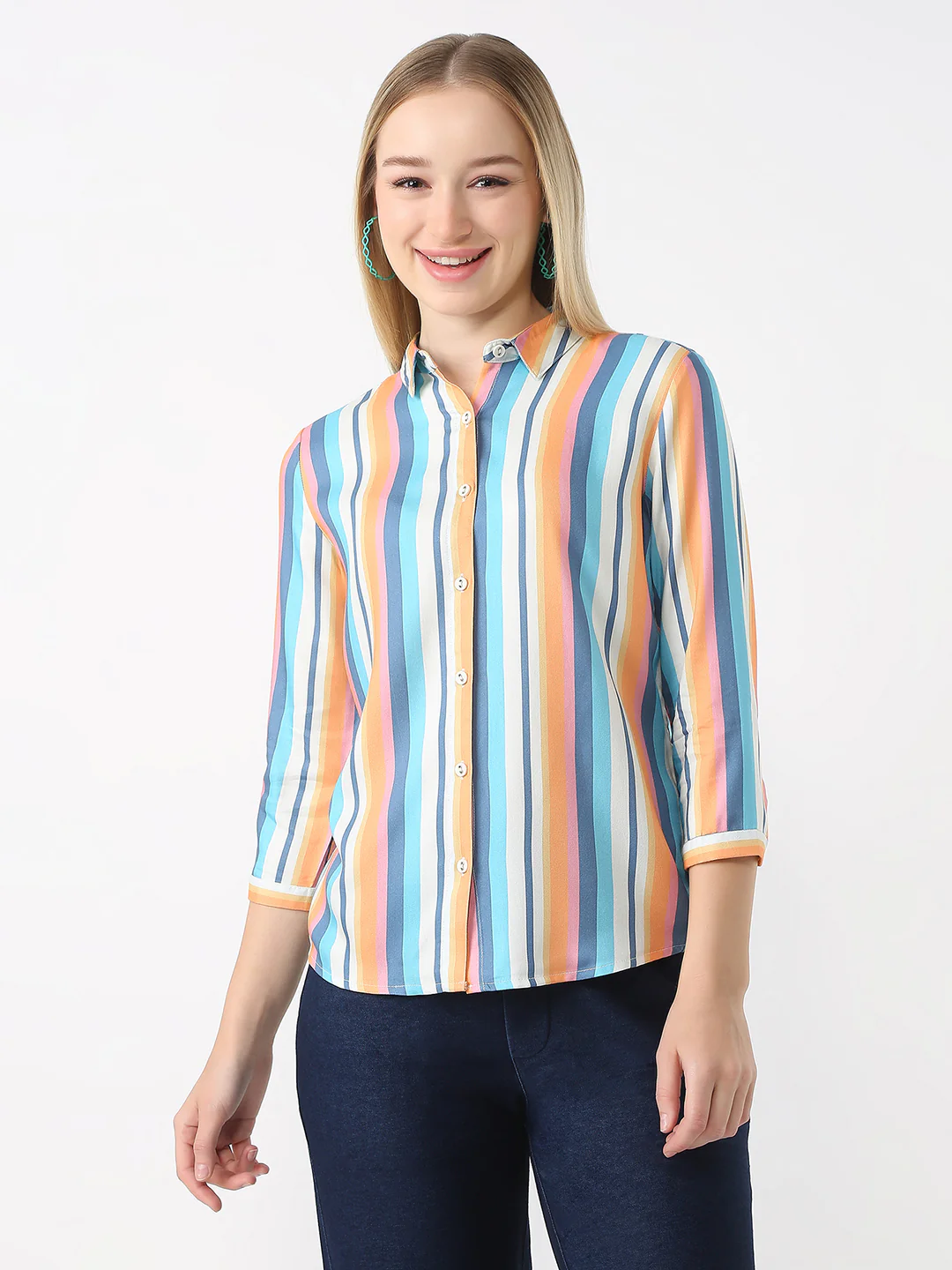 Women Multi Stripe Shirt - Image 2
