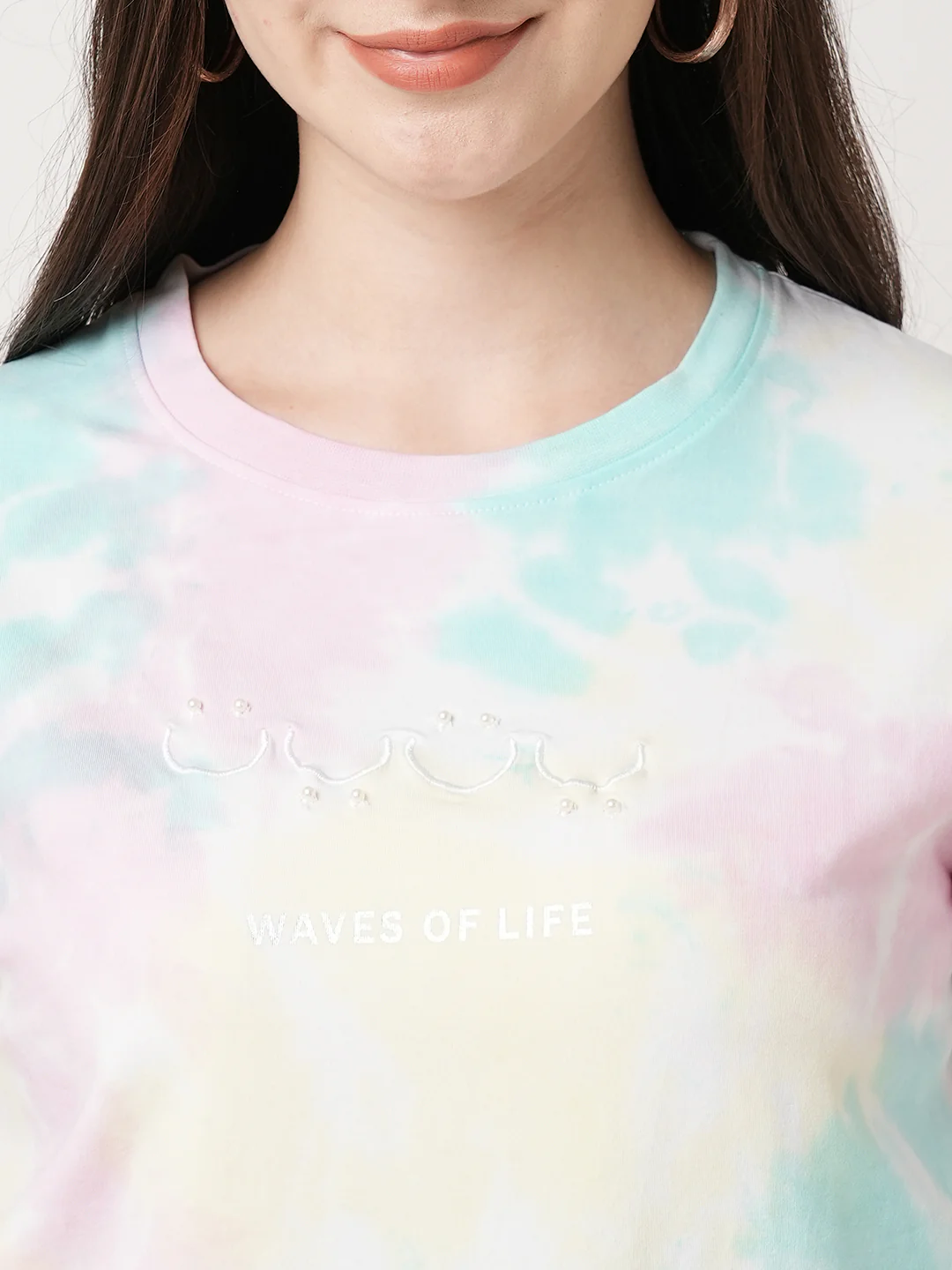 Women Multi Tie Dye Crop Tees - Image 4