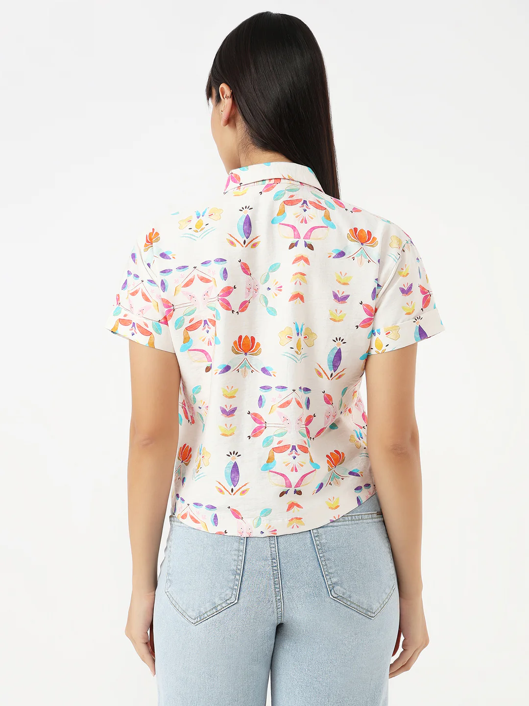 Women Multicolor Crop Shirt - Image 3