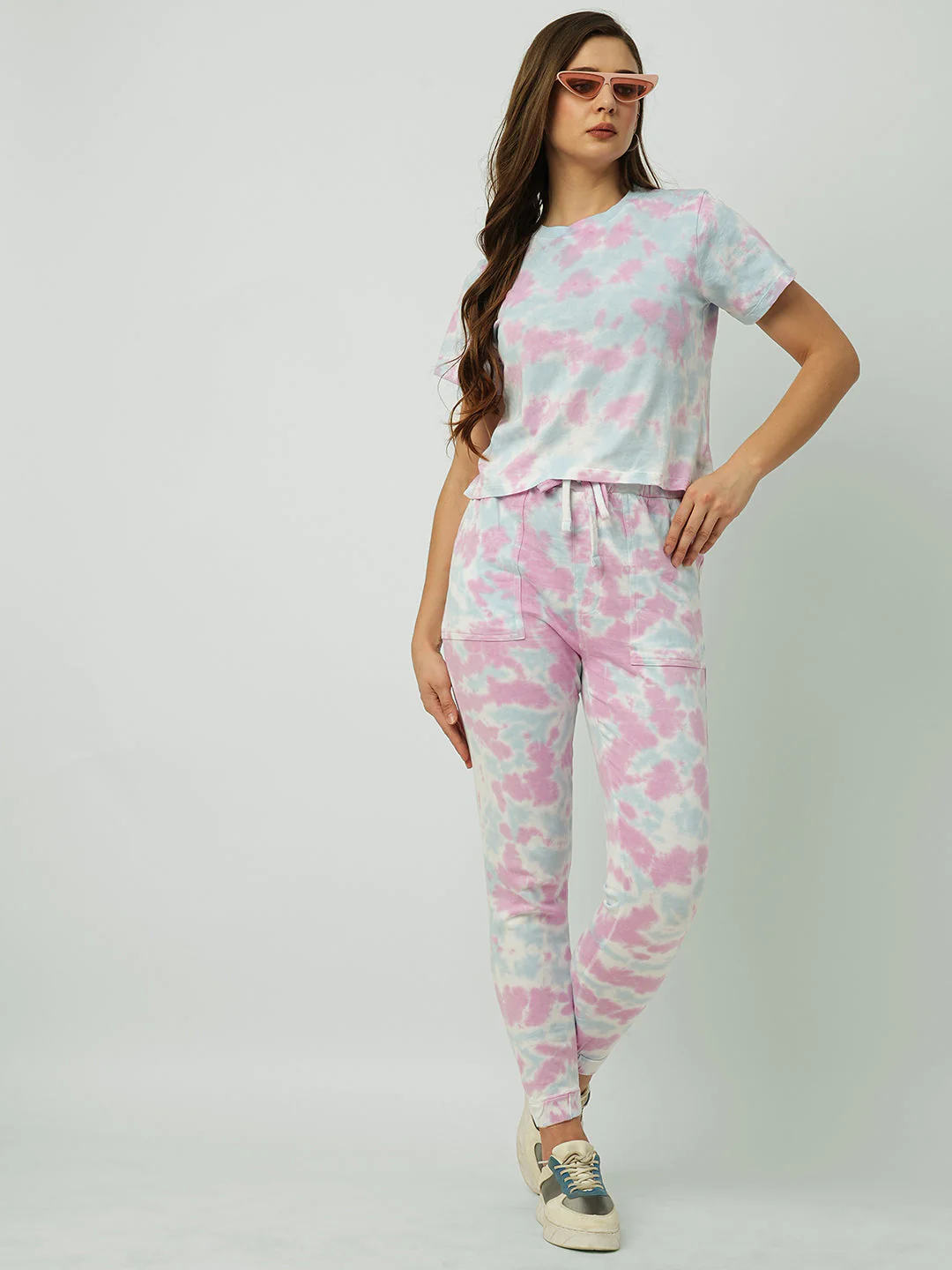 Women Multicolor Tie & Dye High-Rise Joggers - Image 4