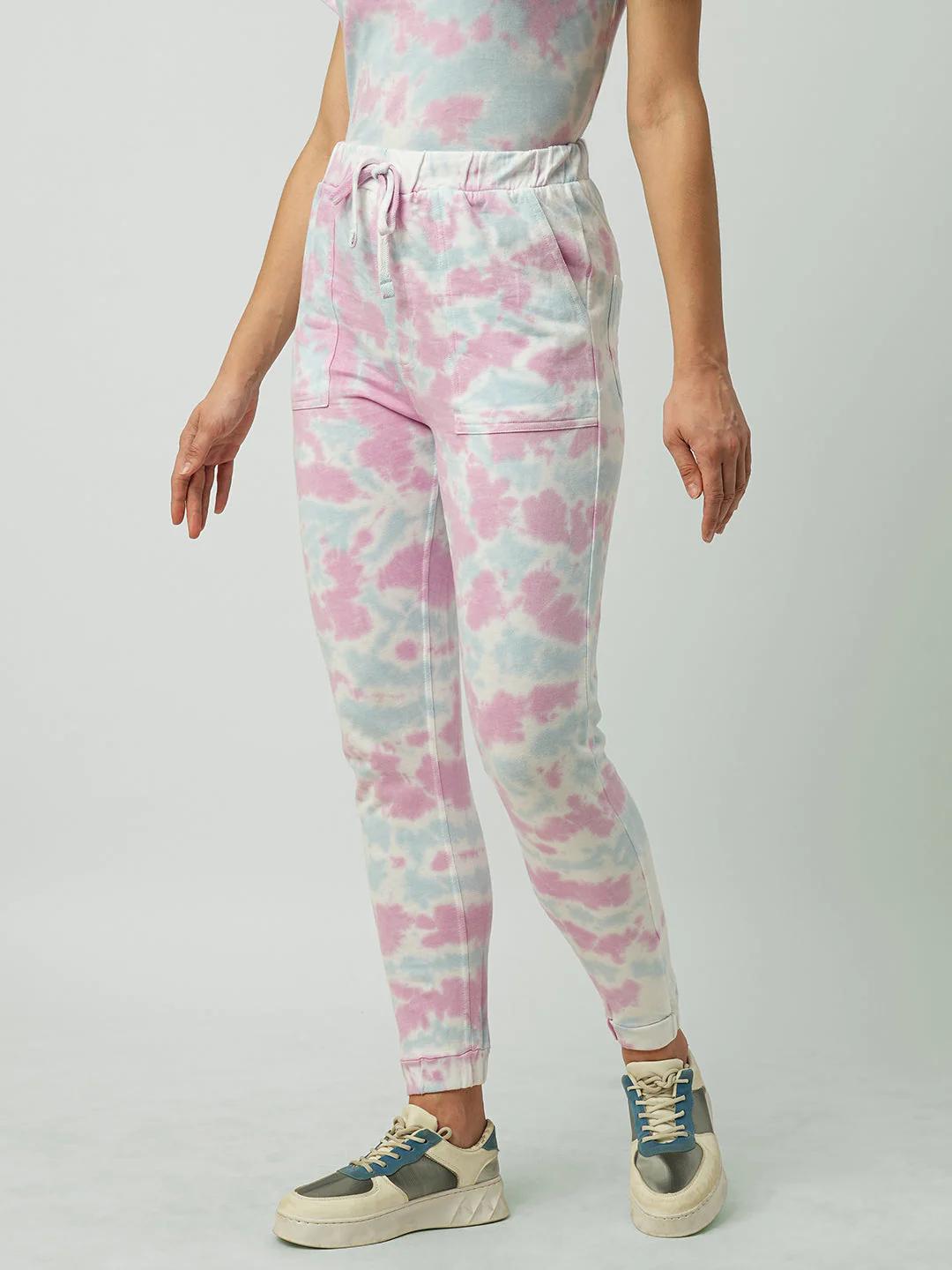 Women Multicolor Tie & Dye High-Rise Joggers - Image 6