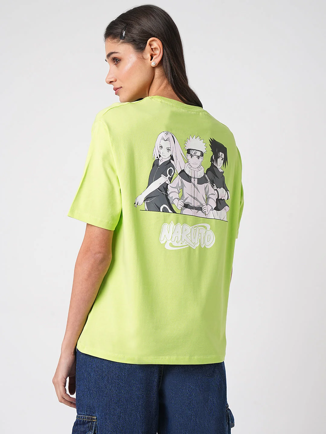 Women Naruto Lime Boxy Graphic Tees - Image 3