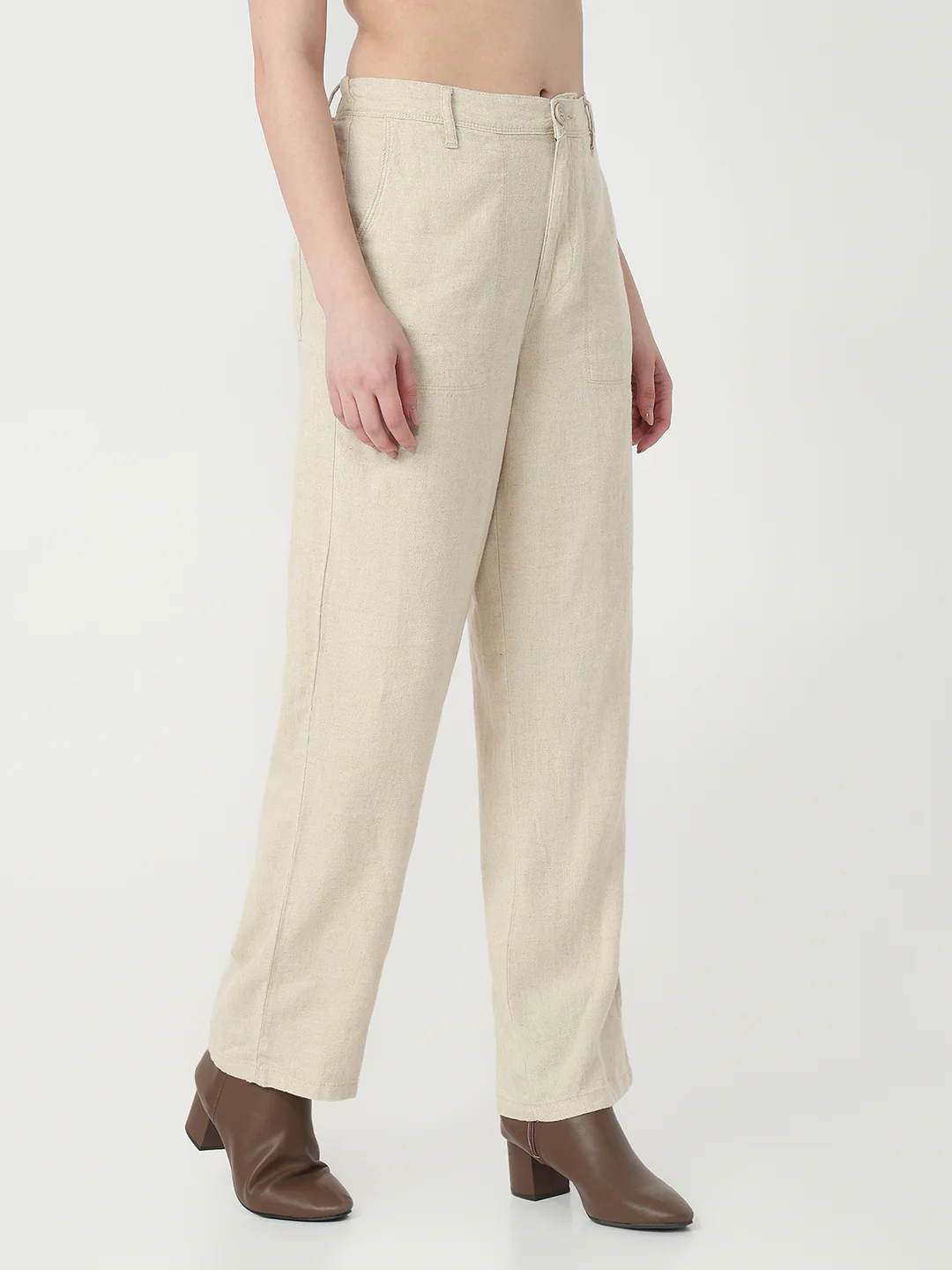 Women Natural High-Rise Loose Straight Paper Bag - Image 6