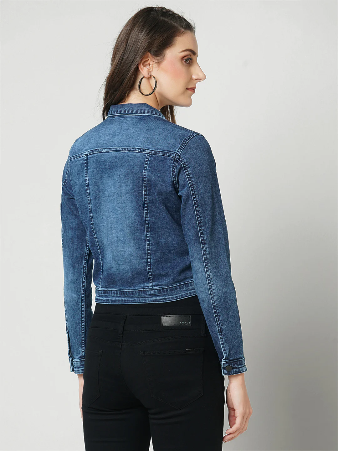 Women Navy Denim Jacket - Image 3
