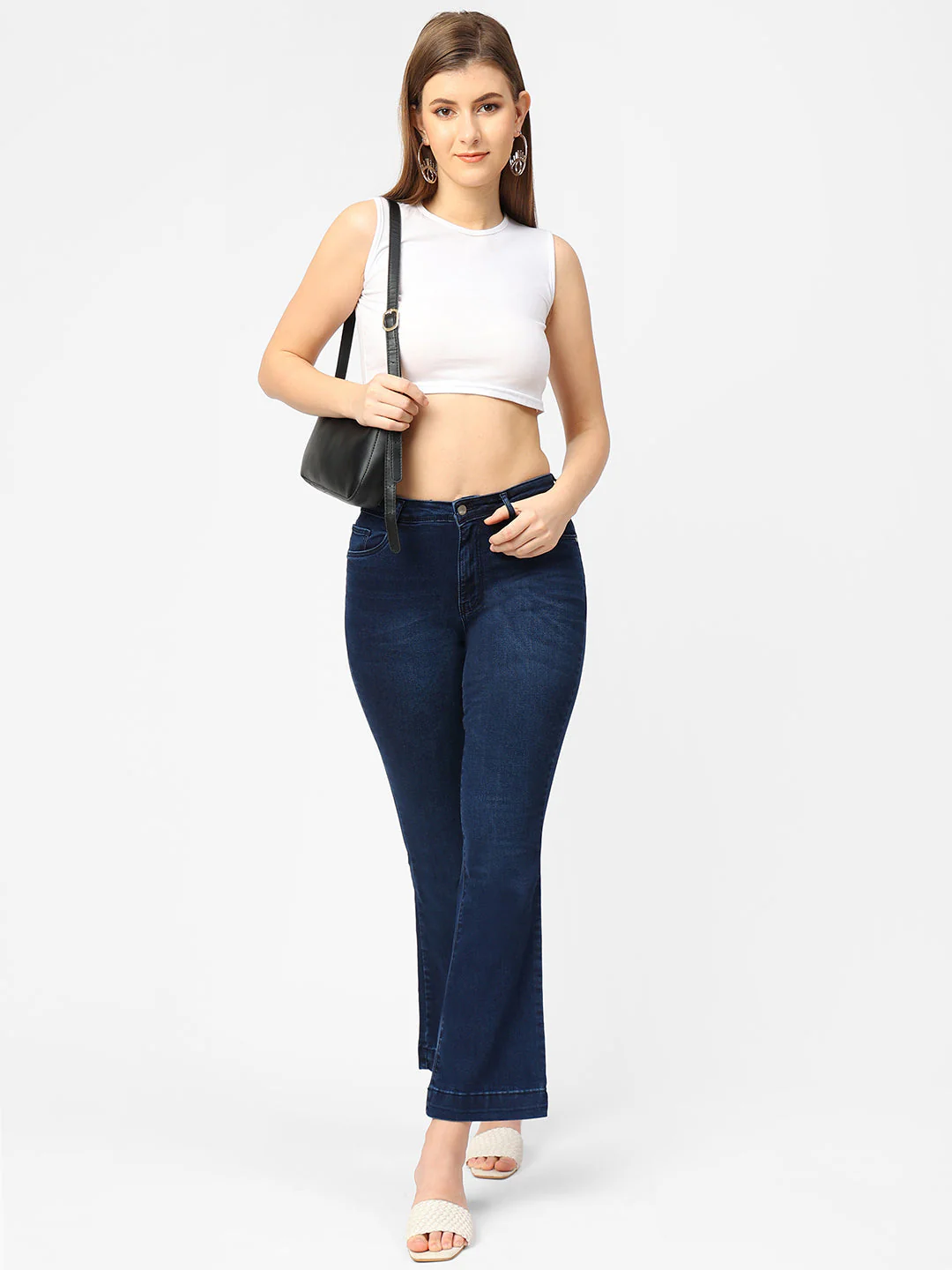 Women Navy High-Rise Flare Jeans