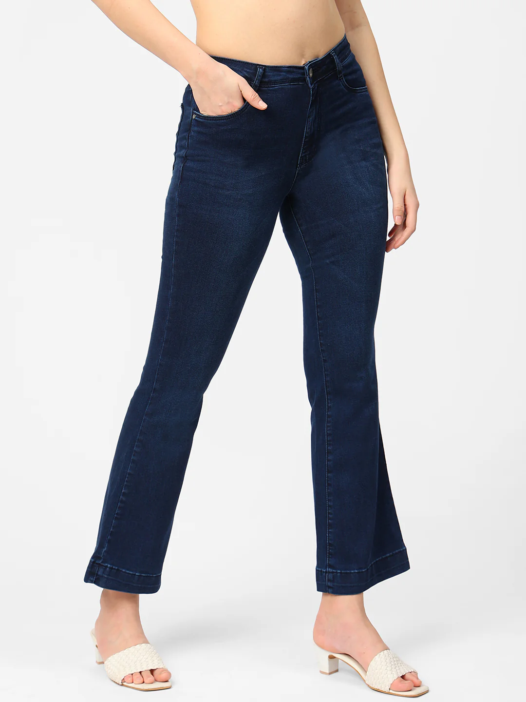 Women Navy High-Rise Flare Jeans - Image 5