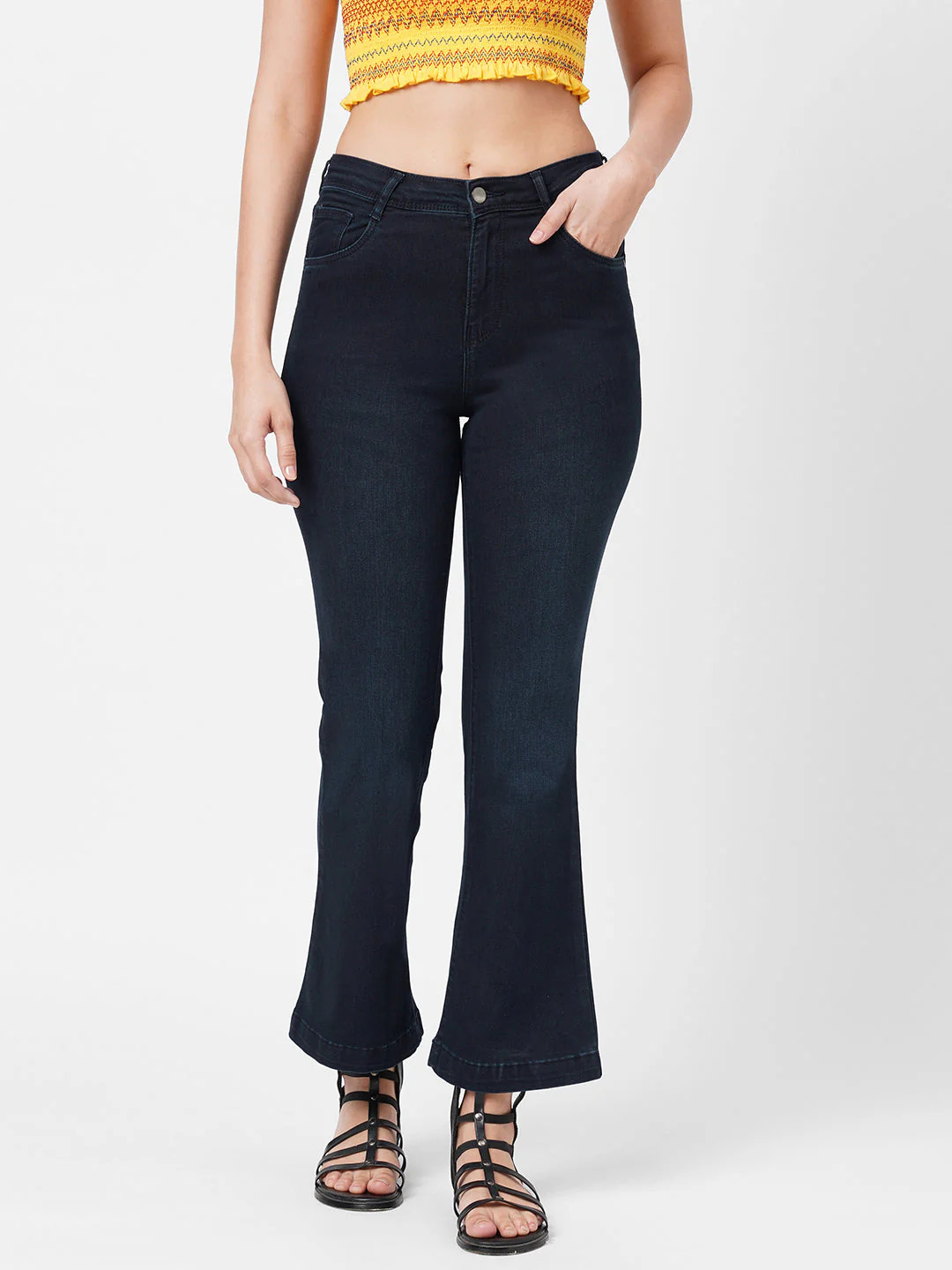 Women Navy High-Rise Flare Jeans - Image 2