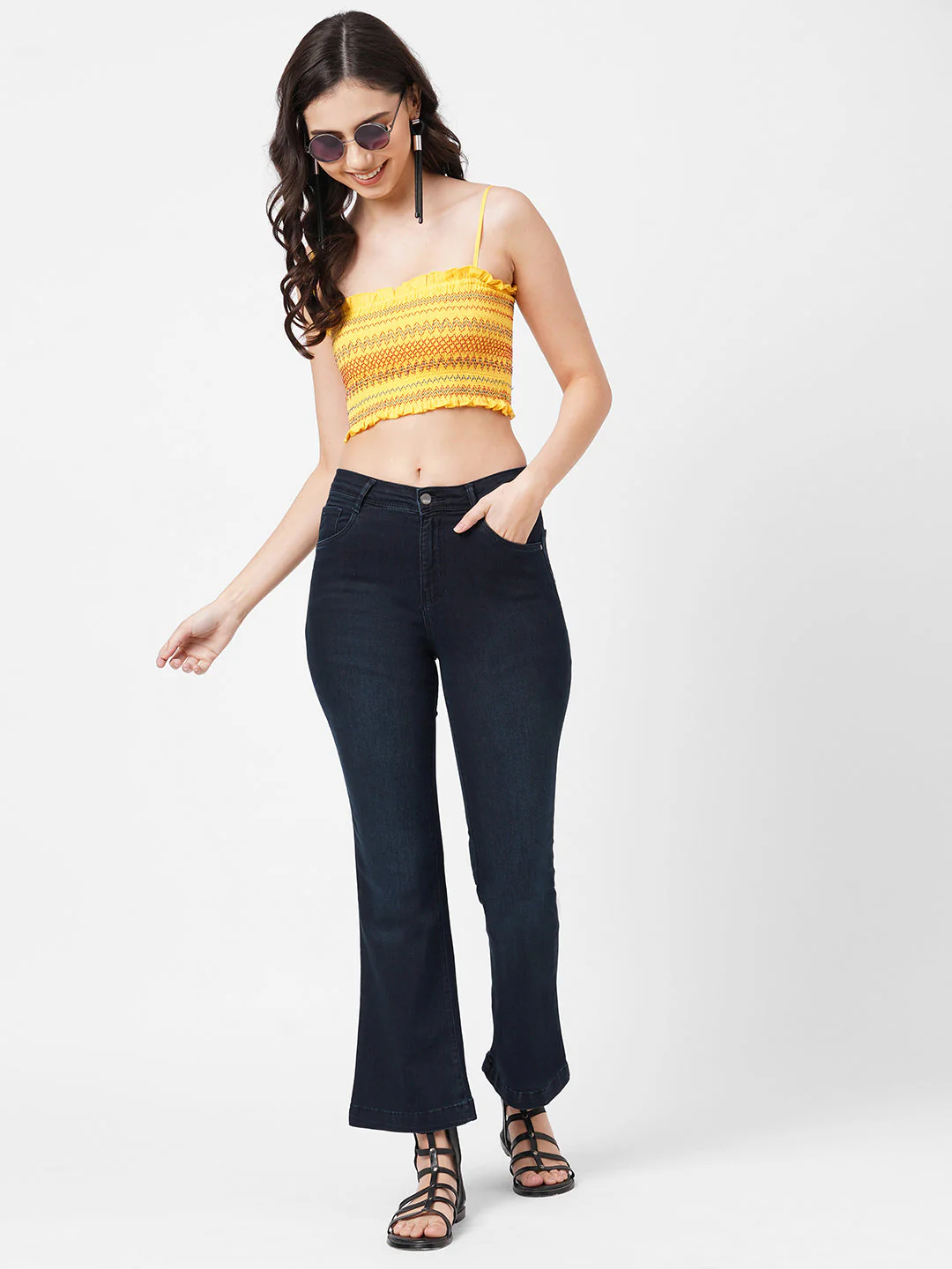 Women Navy High-Rise Flare Jeans - Image 4