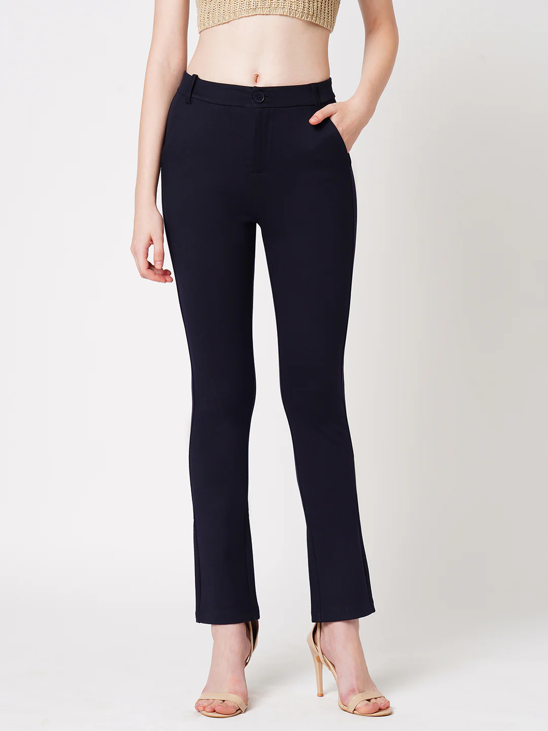 Women Navy High-Rise Skinny Treggings - Image 2