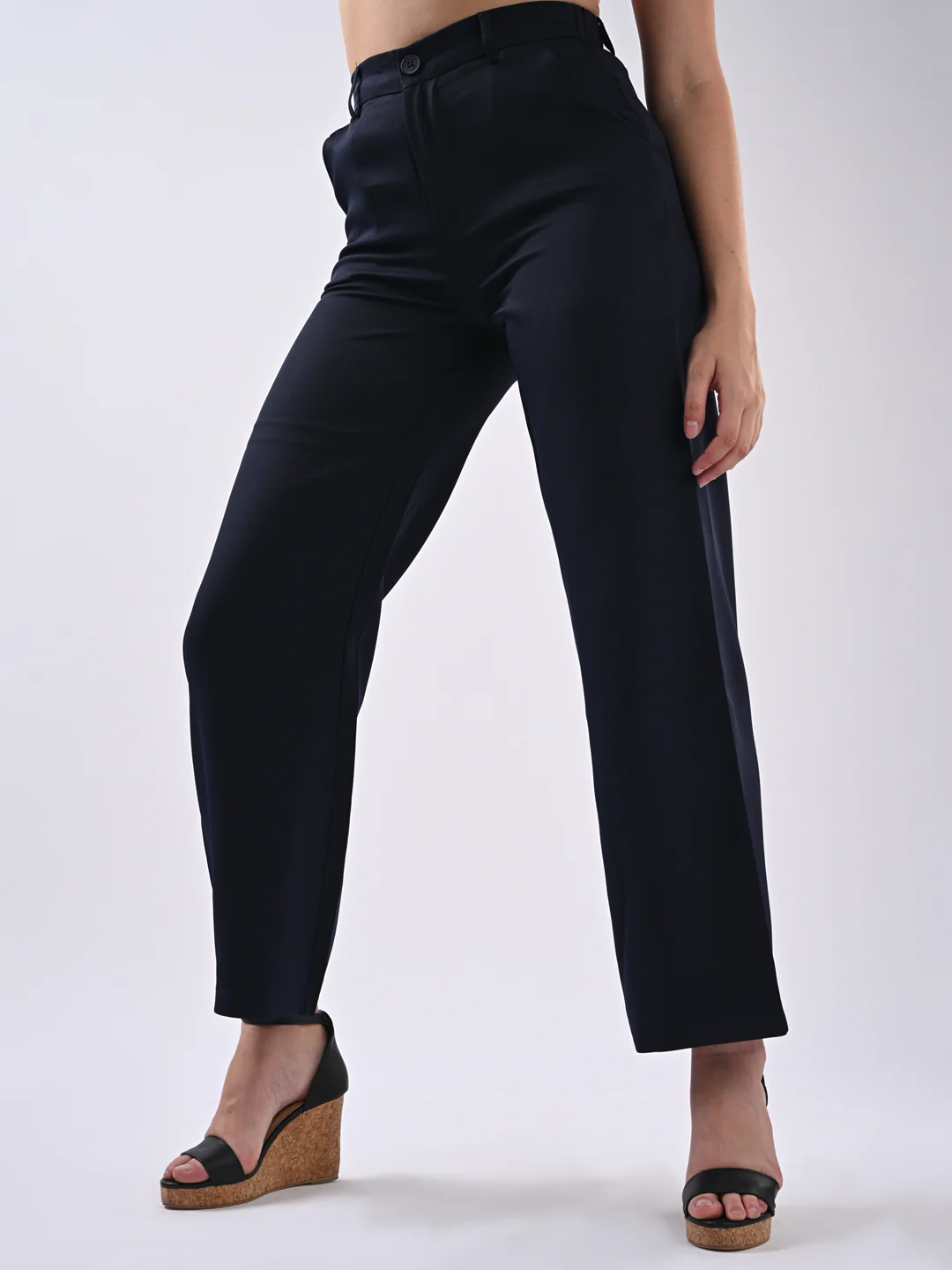 Women Navy Mid-Rise Trouser - Image 6