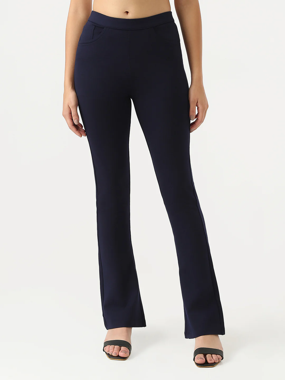 Women Navy Mini Flare Treggings - Image 2